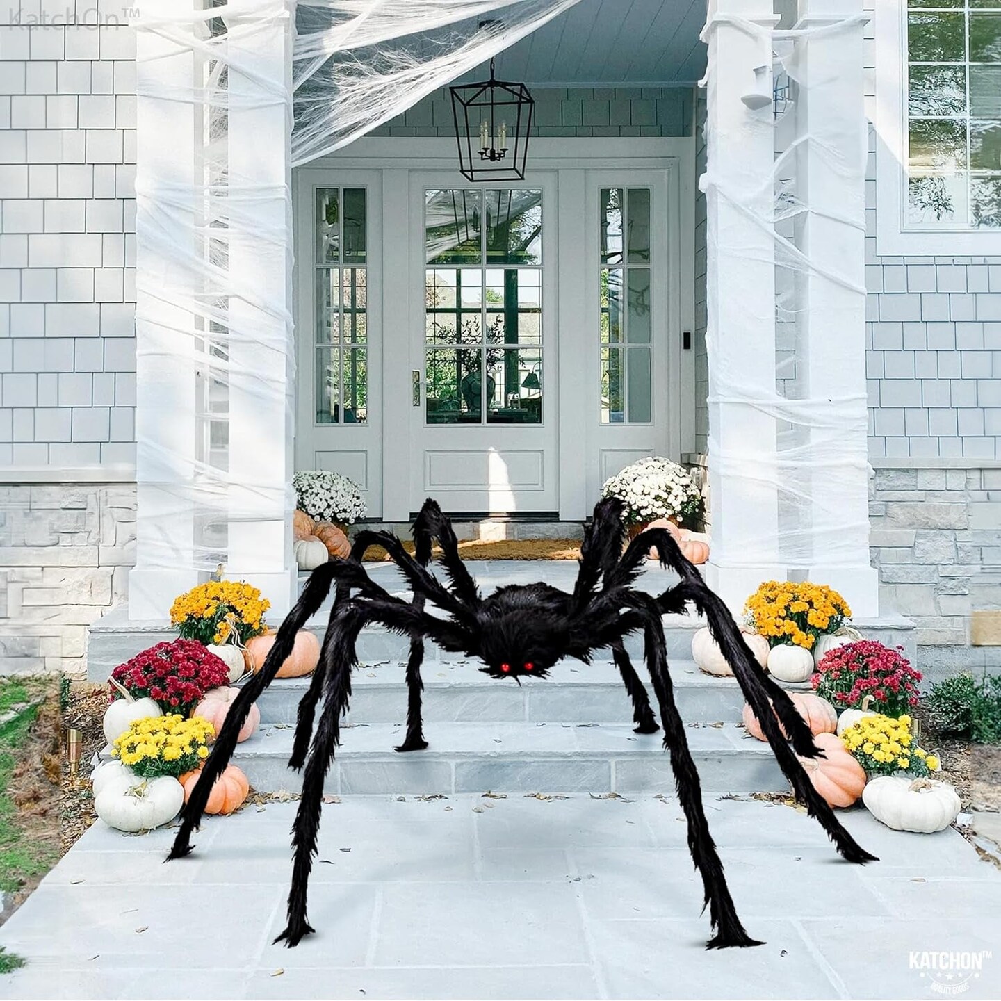 , Halloween Yard Decorations - Black Hairy Spider, 79 Inch | Halloween Outdoor Decorations | Fake Bendable Scary Spider for Halloween Yard Party