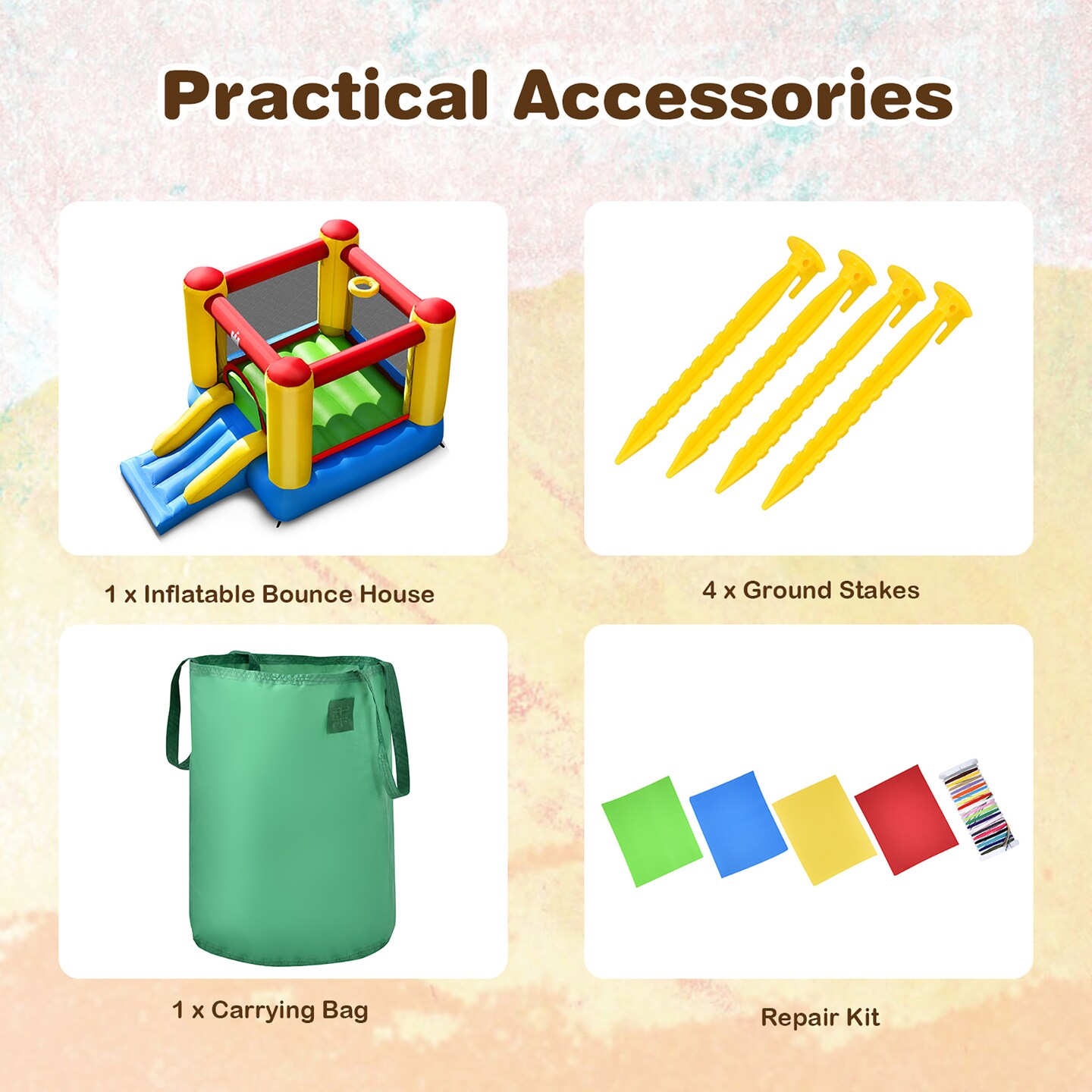 Costway Inflatable Bouncer Kids Bounce House Jumping Castle Slide with 480W Blower