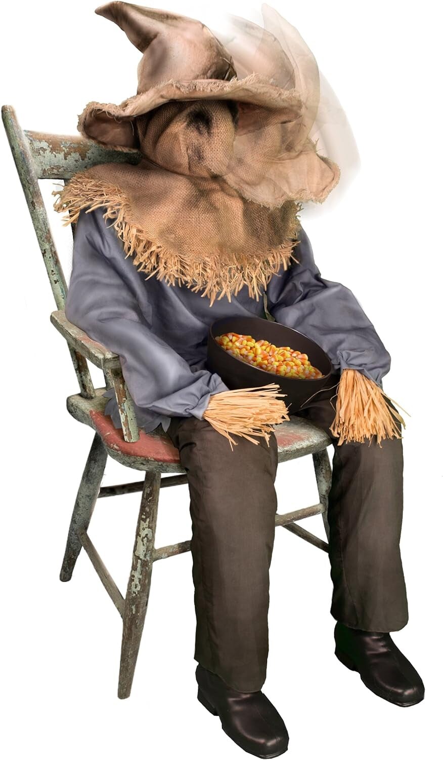 Sitting Scarecrow Animatronic | Halloween Décor | Horror Décor | 4.5 Feet | Scary Decoration | Motion and Sound Activated.