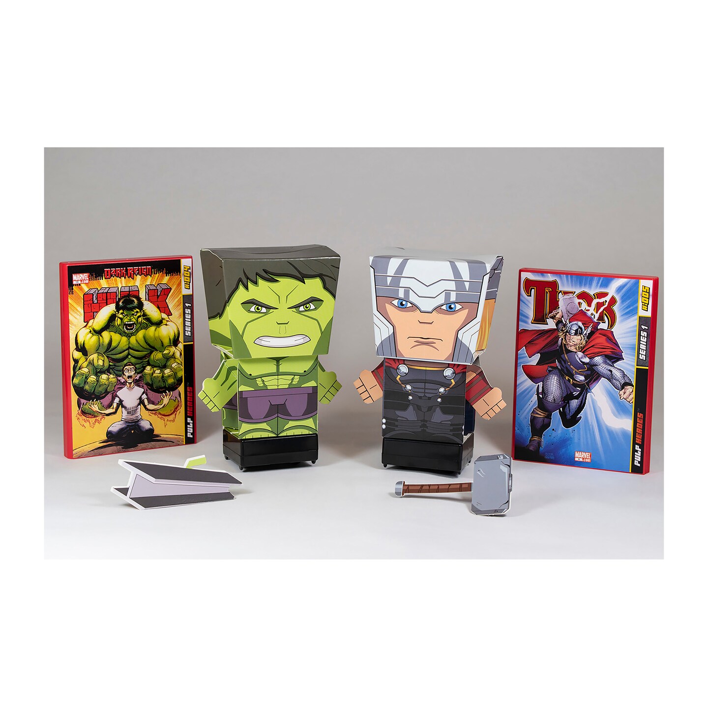 Pulp Heroes Snap Bots Pull Back Marvel 3D Figure 2-Pack, Hulk &#x26; Thor
