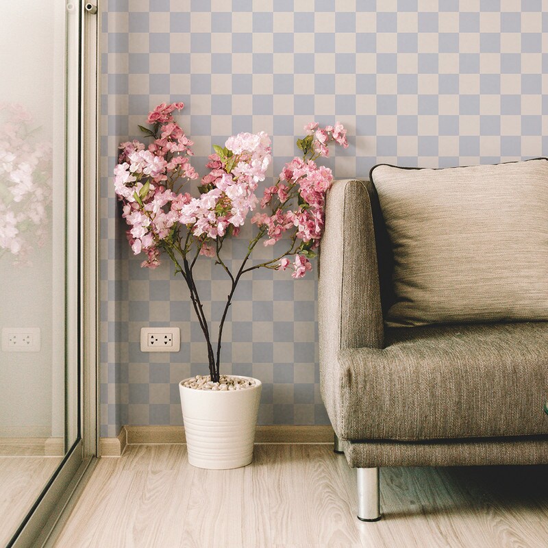 Tempaper Checkmate Peel and Stick Wallpaper Periwinkle Check