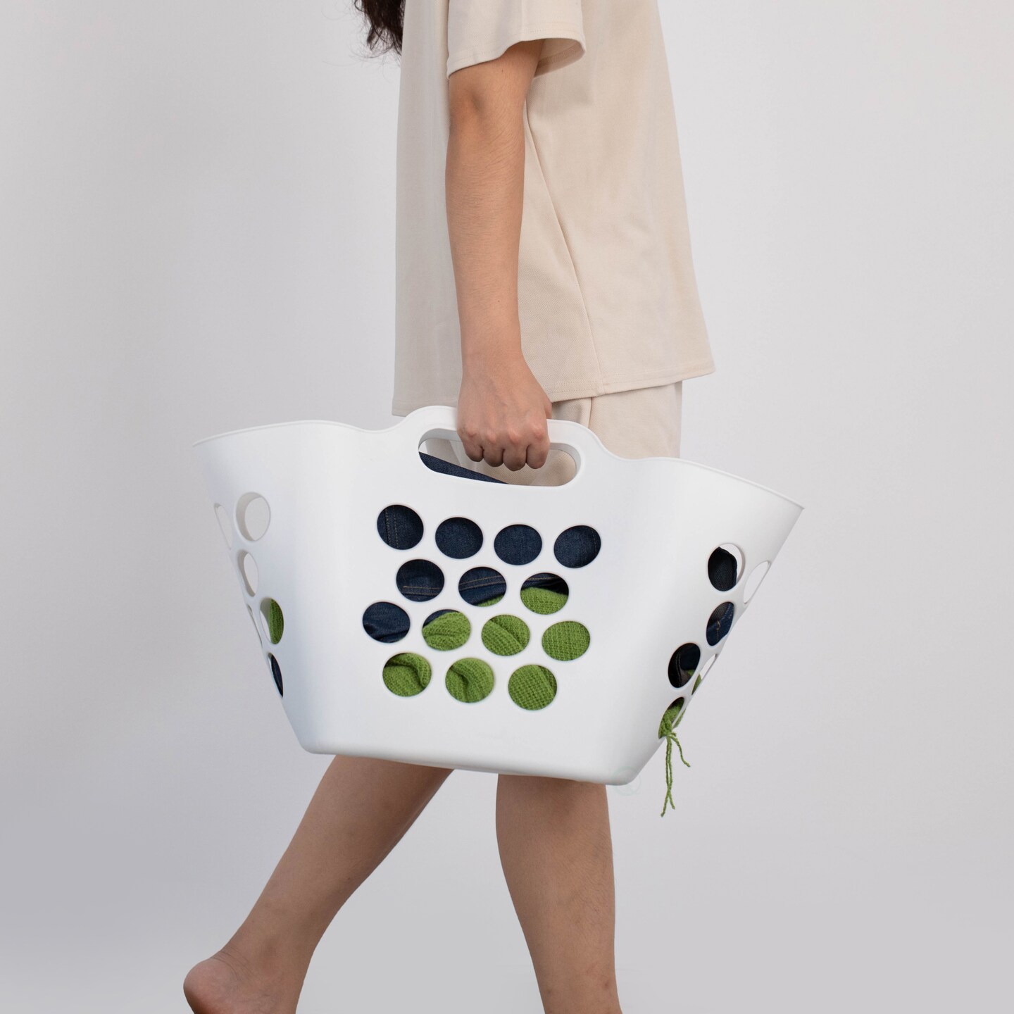 Flexible Plastic Laundry Basket - Square Storage Hamper with Side Handles for Easy Carrying - Versatile Organizer for Laundry, and Household Storage