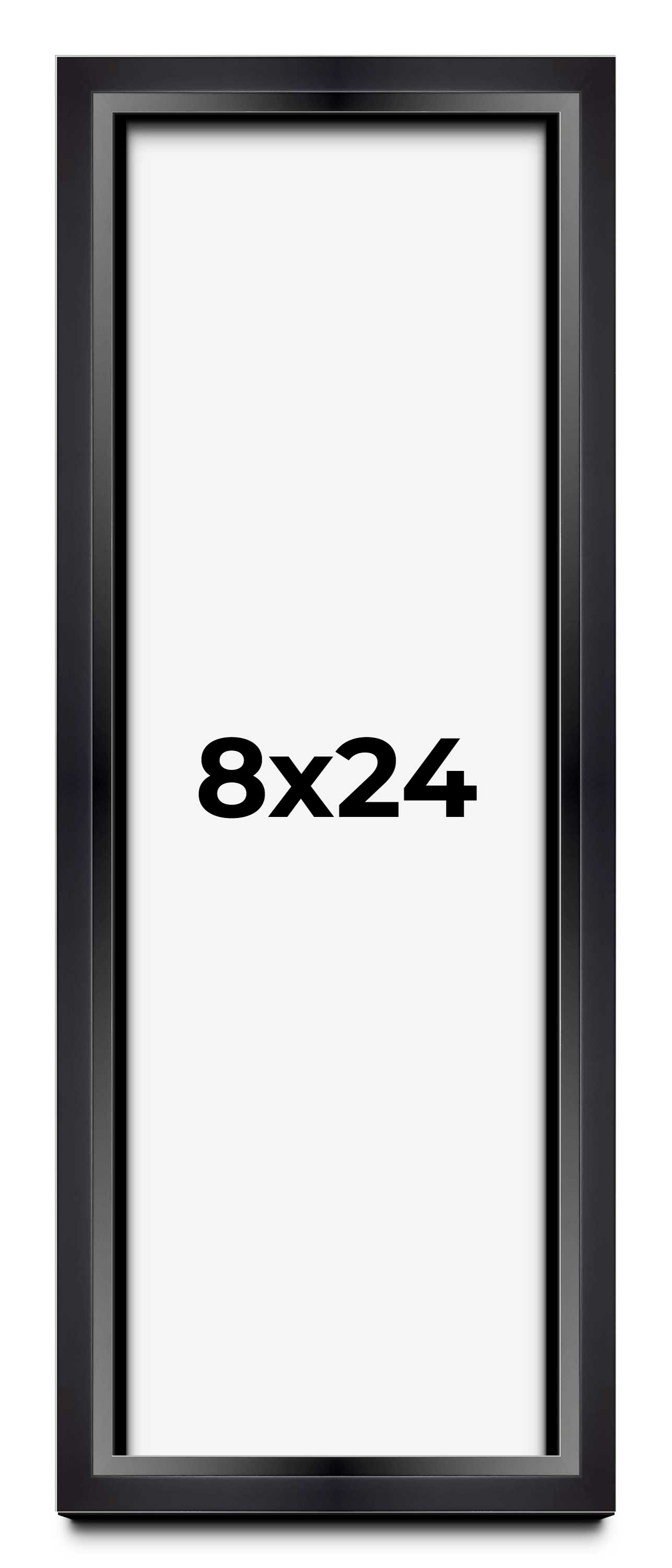 8x24 Modern Shadow Box 1.5" Depth Black Picture Frame - UV Acrylic, Backing, Hanging Hardware