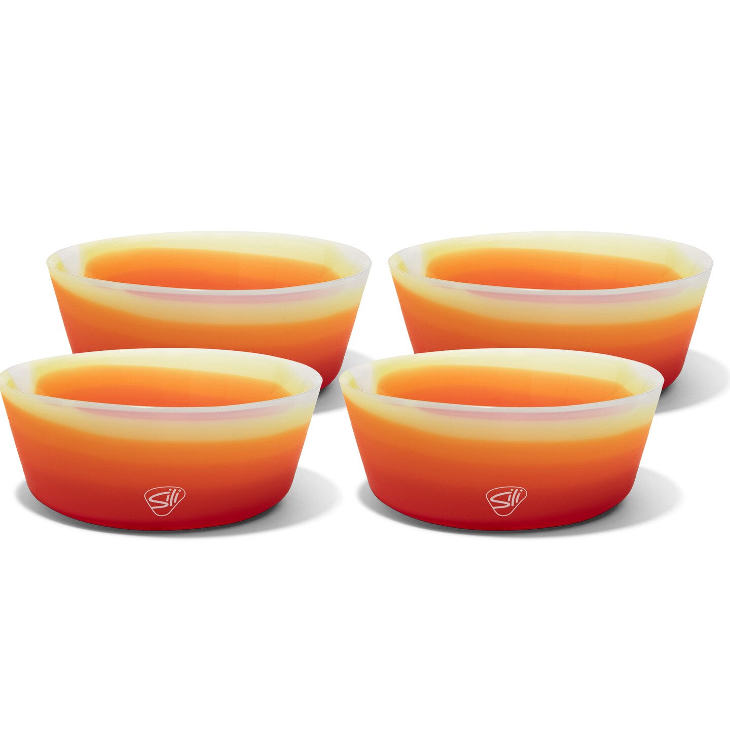 Silipint: Squeeze-A-Bowl 18oz: 4 Pack - Marigold - Silicone Unbreakable Bowls, Dishwasher-Microwave-Freezer-Oven Safe, Flexible, Easy Grip, Non-Slip