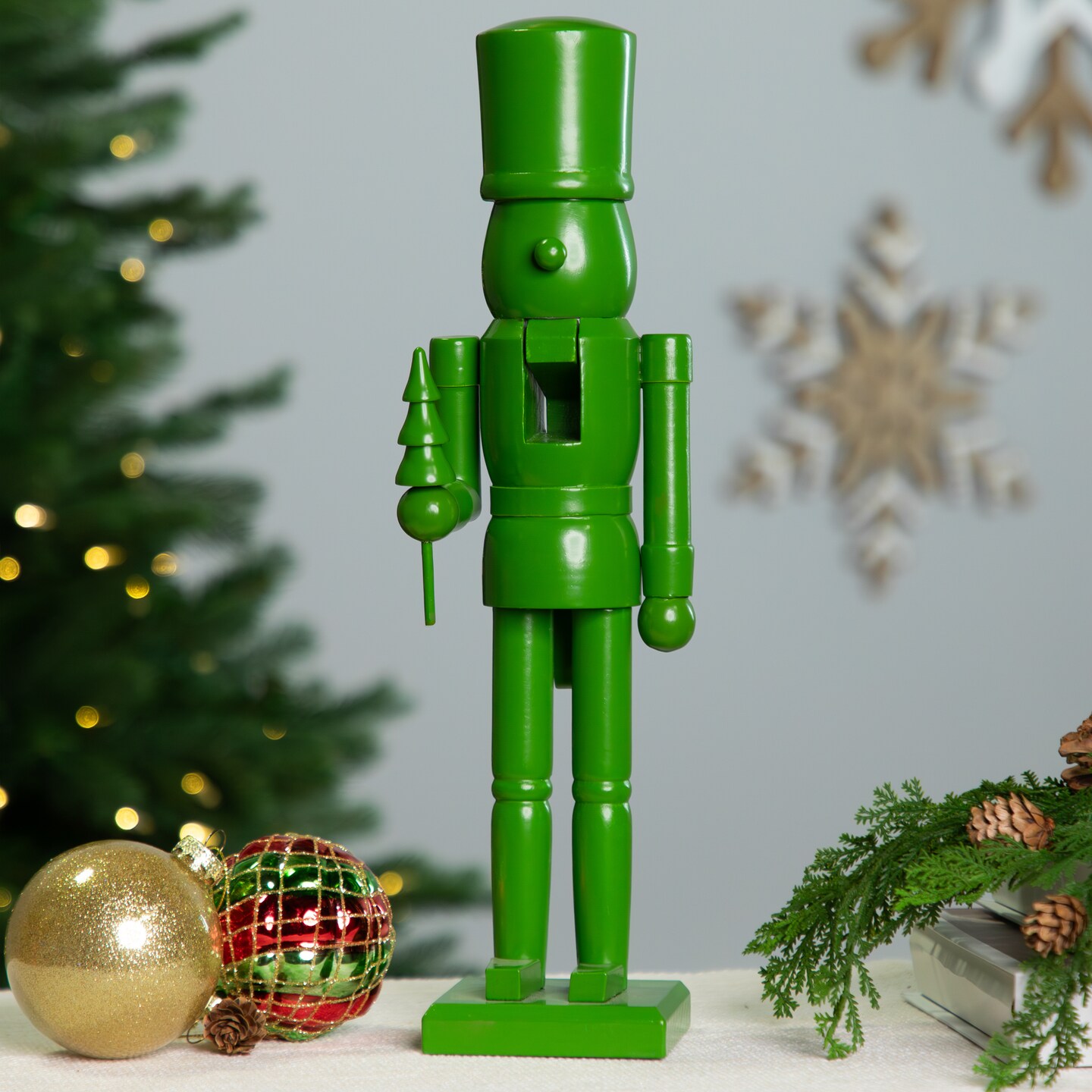 Northlight Nutcracker Soldier with Tree Christmas Figure - 15" - Green