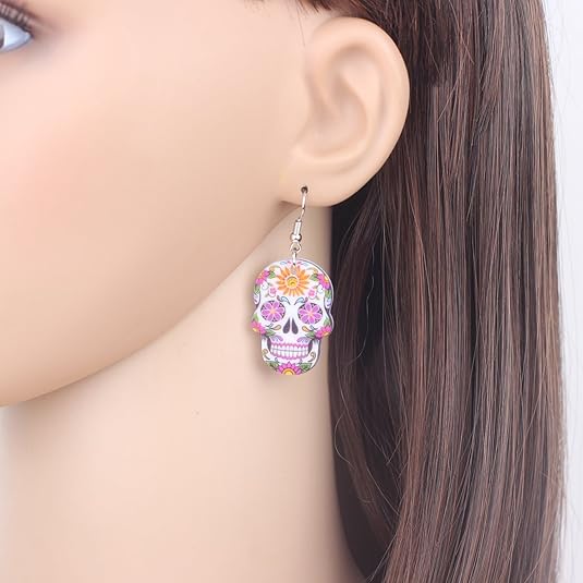 Cute Halloween Sugar Skull Earrings