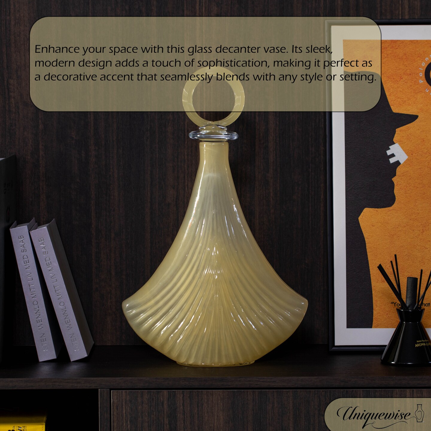 Unique 20-Inch and 16-Inch Decanter-Inspired Glass Vases - Ideal Centerpieces for Entryway Tables, Dining Tables, Living Room, and Kitchen Counters - Modern, Bohemian, and Farmhouse Style Decoration