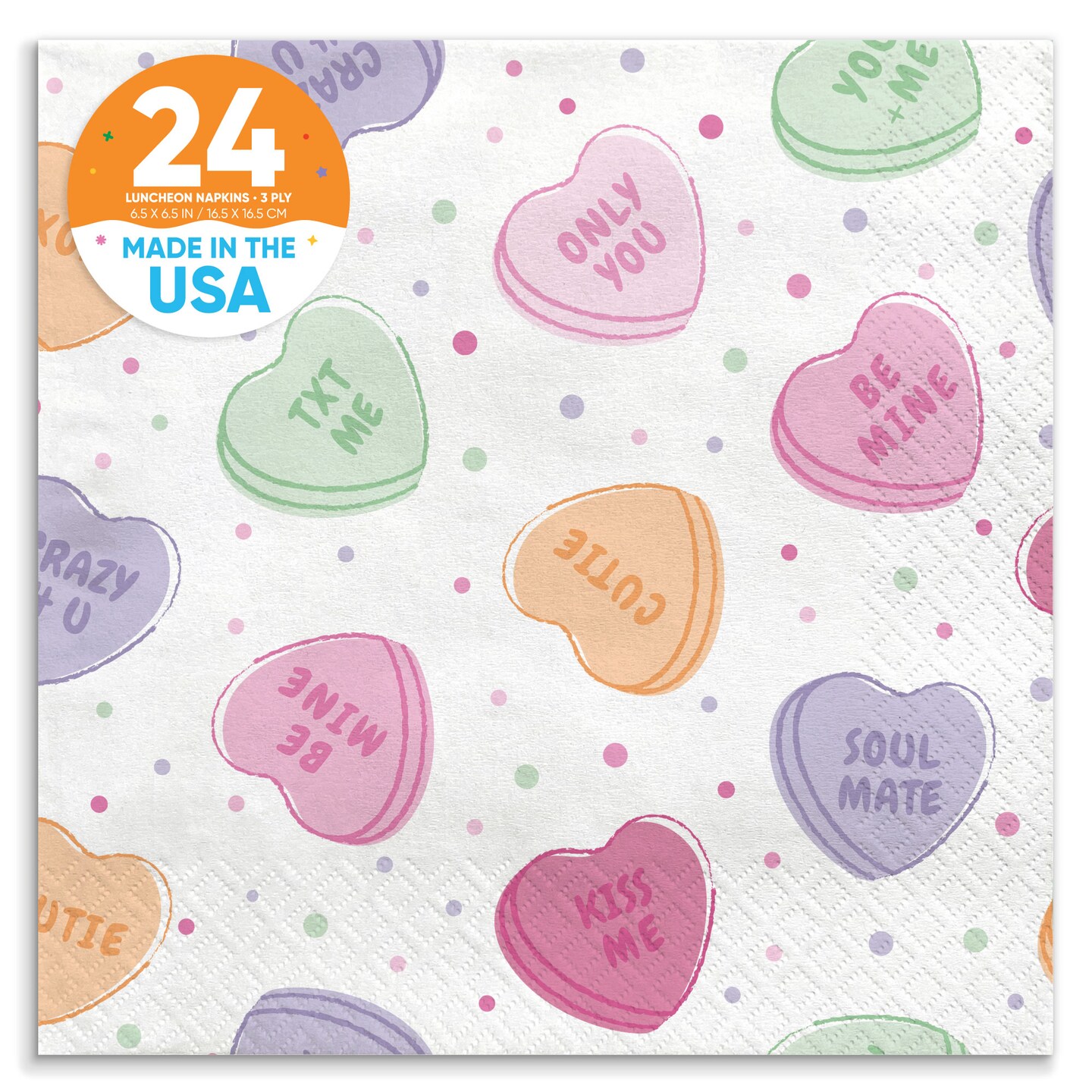 Big Dot of Happiness Valentine Hearts Napkins, Galentine's & Valentine's Day Party Decor, White 3-Ply Paper Luncheon Dinner Napkins - 24 Count