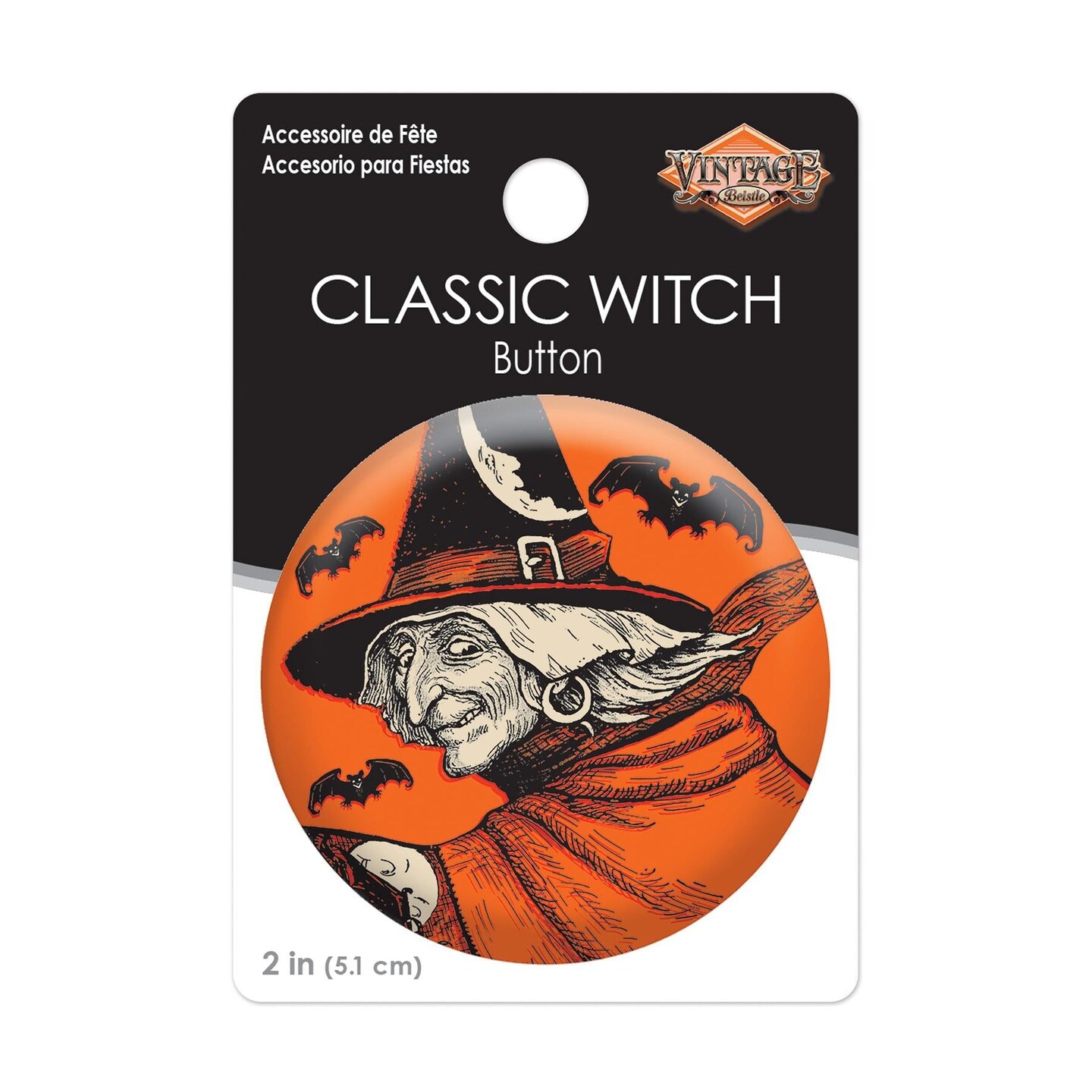 6 Pack Beistle Vintage Halloween Classic Witch Button