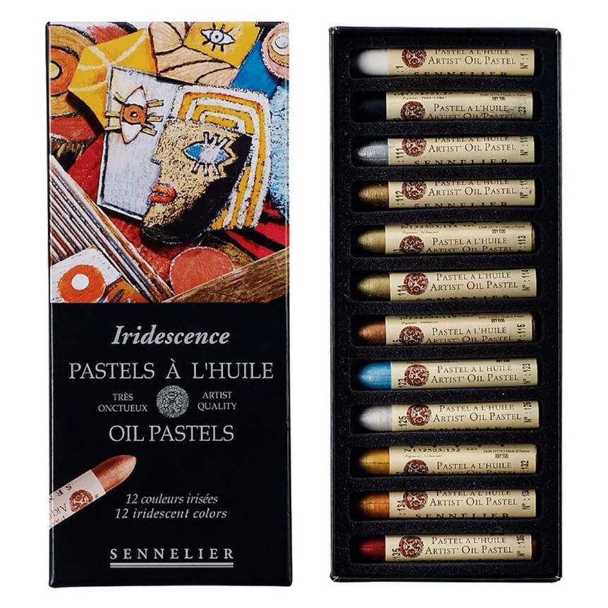 Sennelier Oil Pastels Cardboard Box Set of 12 Standard - Iridescent Colors