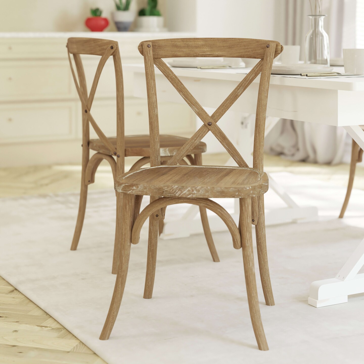 美品■AIDEC■イタリア■CABAS■EMMA■本革■アームチェア■2脚セット Emma and Oliver 2-pack X-Back Chair, Color: Light Brown | Michaels
