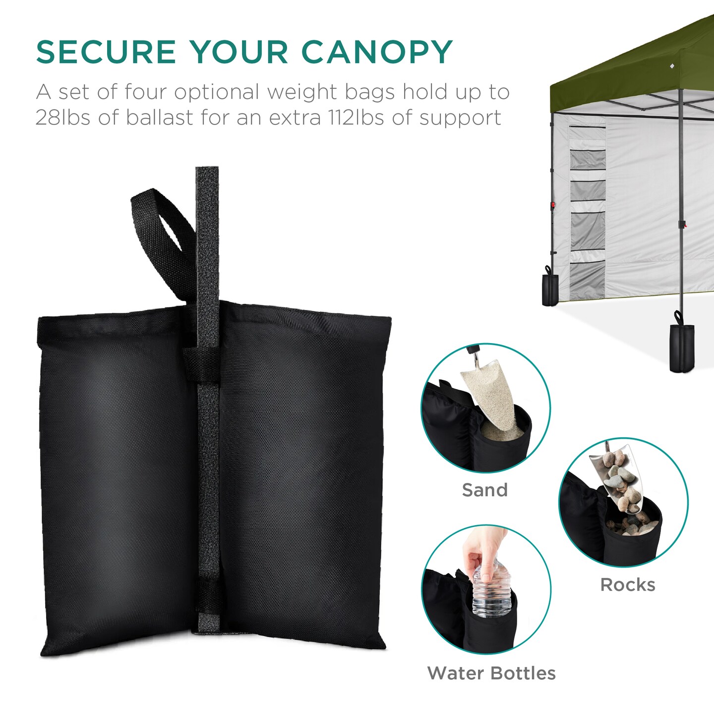 Best Choice Products 10x10ft Easy Setup Pop Up Canopy, Portable Tent w/ Side Wall, 1-Button Push, Case
