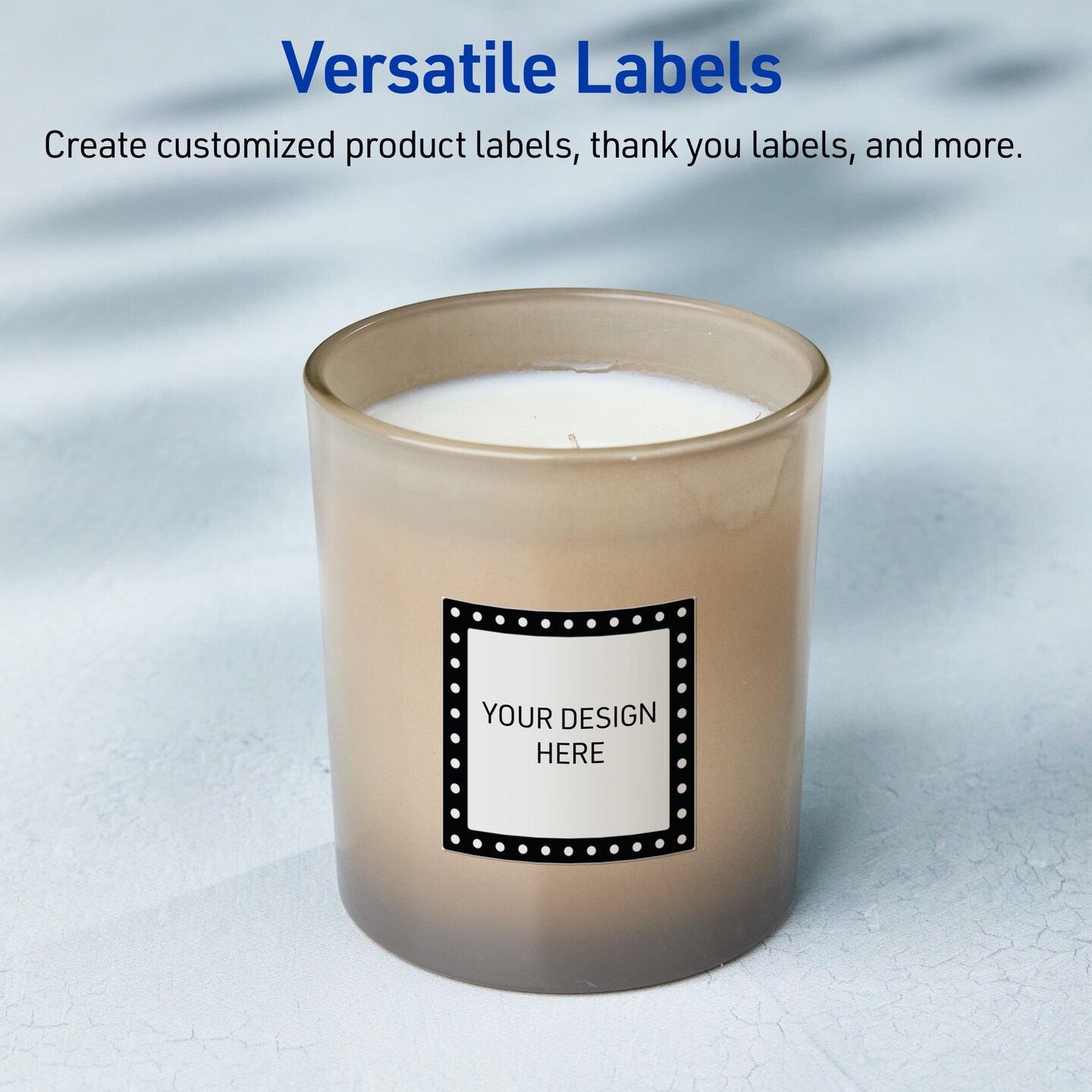 Avery Printable Square Labels, Black and White Polka Dots, 2&#x22; x 2&#x22;, Glossy White Square Labels, Permanent, Laser/Inkjet, 120ct, Great for Product Labels