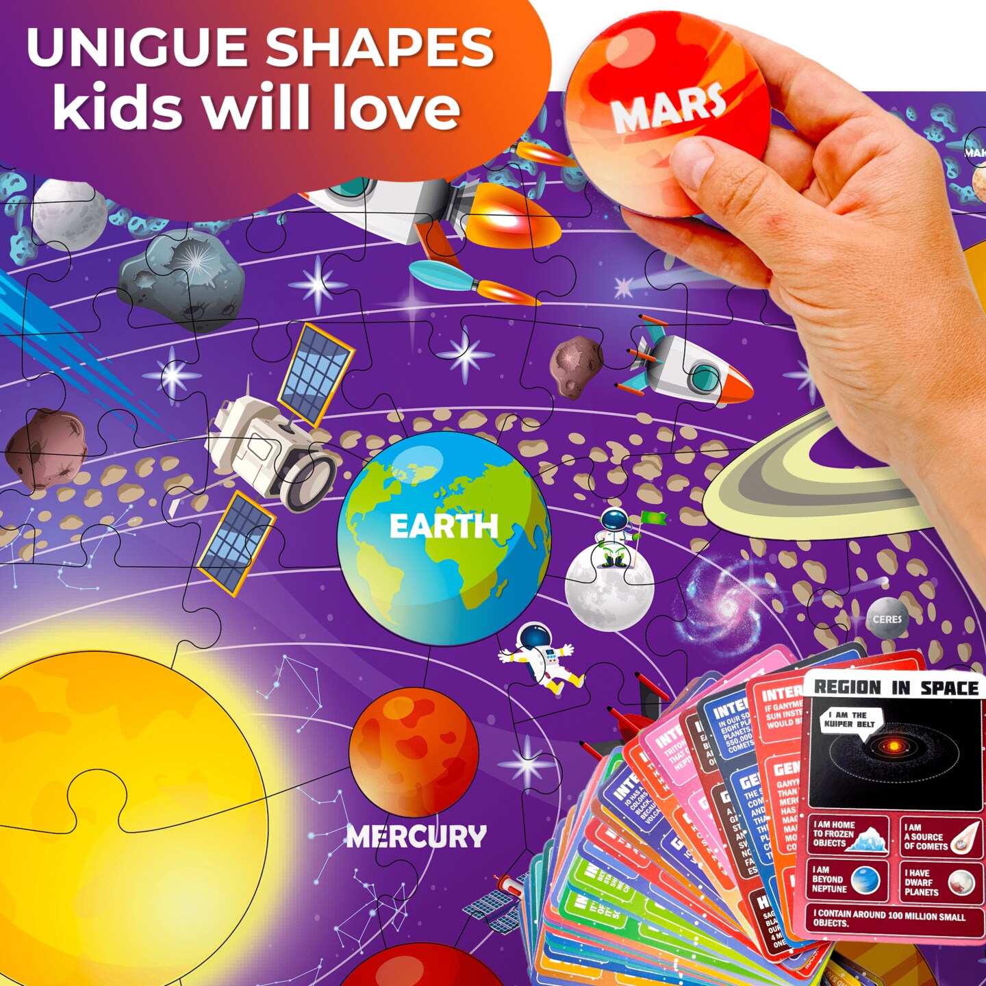 70 Piece Jigsaw Puzzles 50 Cards For Kids | Space
