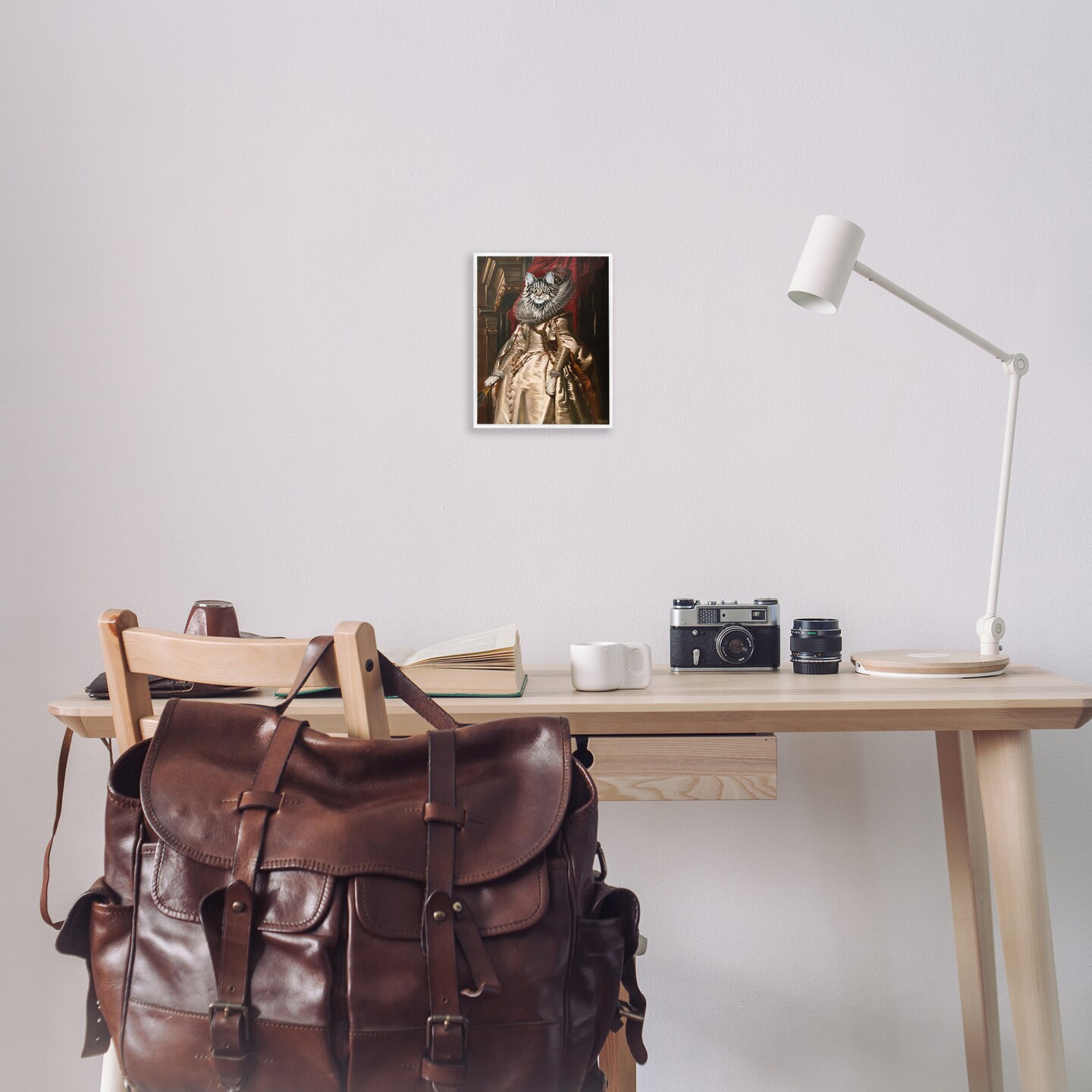 Stupell Industries Renaissance Cat Portrait Framed Giclee Wall Art Design by Carolee Vitaletti
