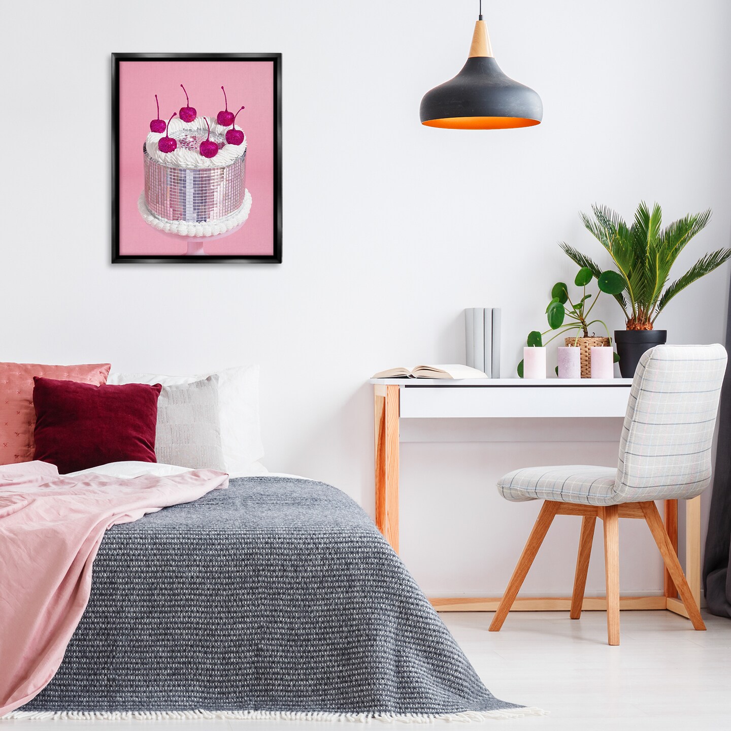 Stupell Industries Disco Pattern Cake Framed Floater Canvas Wall Art Design by LISH Creative