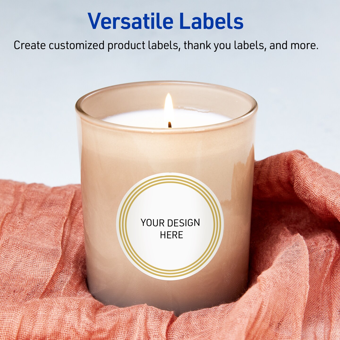 Avery Printable Round Labels, Gold Multi-Lined Border, 3&#x22; Diameter, Glossy White Round Labels, Permanent, Laser/Inkjet, 60ct, Great for Product Labels