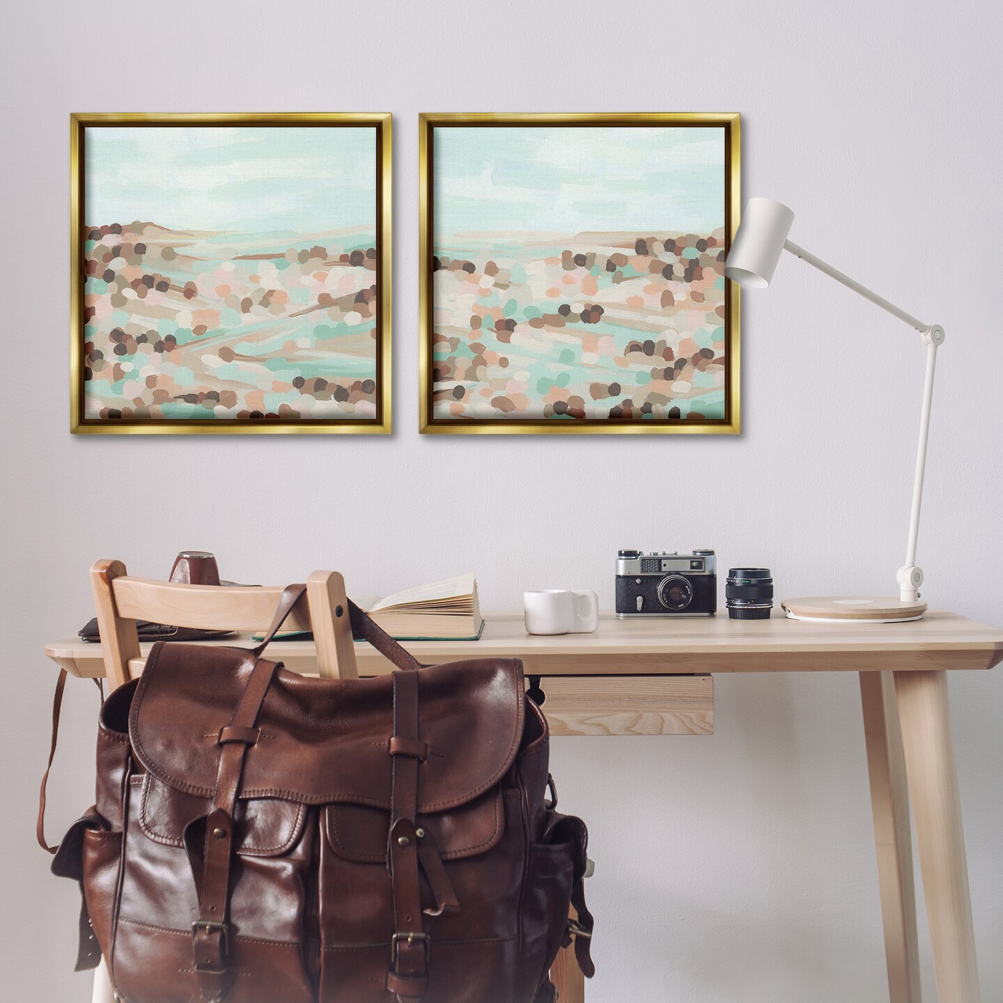 Stupell Industries Mint Pastel Abstract Vista 2 pc Framed Floater Canvas Wall Art Set Design by June Erica Vess