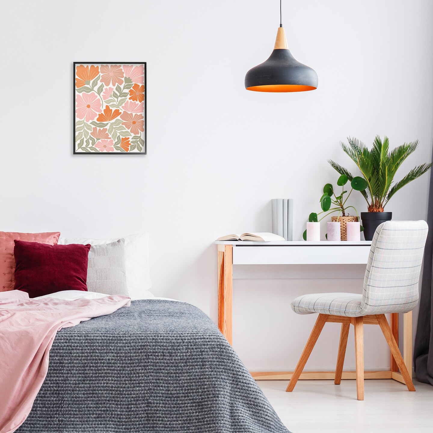 Stupell Industries Funky Asymmetrical Florals Framed Giclee Wall Art Design by Taylor Shannon Designs
