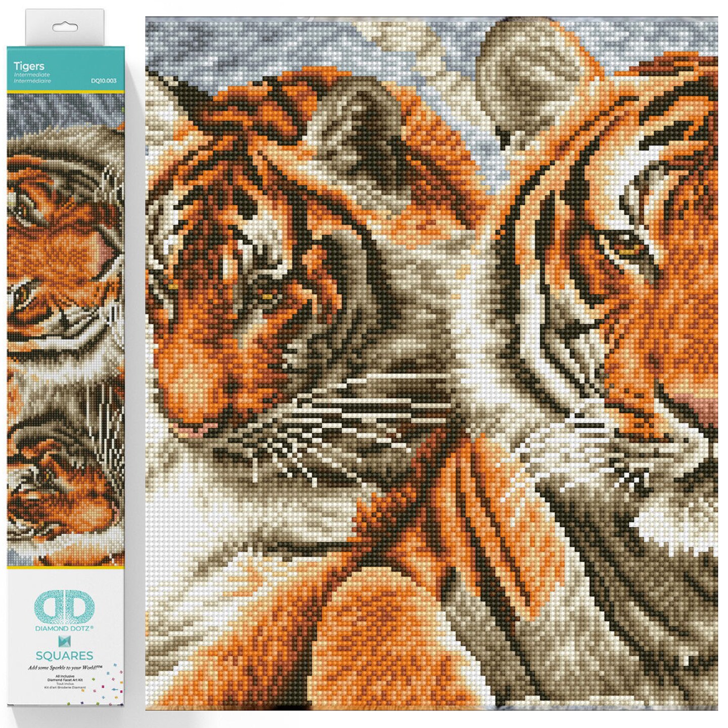 Diamond Dotz Tigers Animal Diamond Painting Kits for Adults - Diamond Art Kits a Relaxing Creative Craft Kit with Dotz Gems 14.6&#x22;x20.3&#x22;