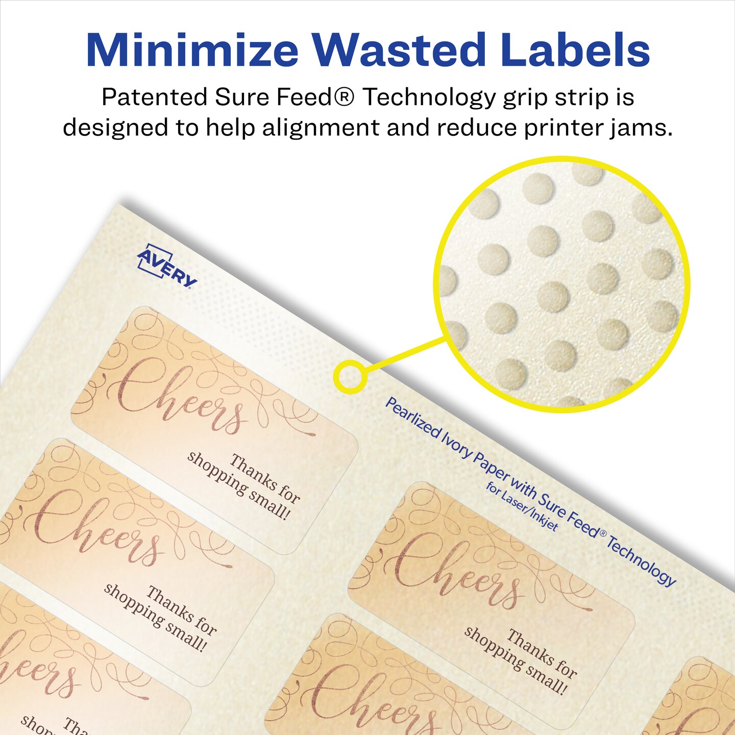 Avery Pearlized Ivory Rectangle Labels with Sure Feed Technology, Print-to-the-Edge, 1-13/16&#x22; x 2-3/16&#x22;