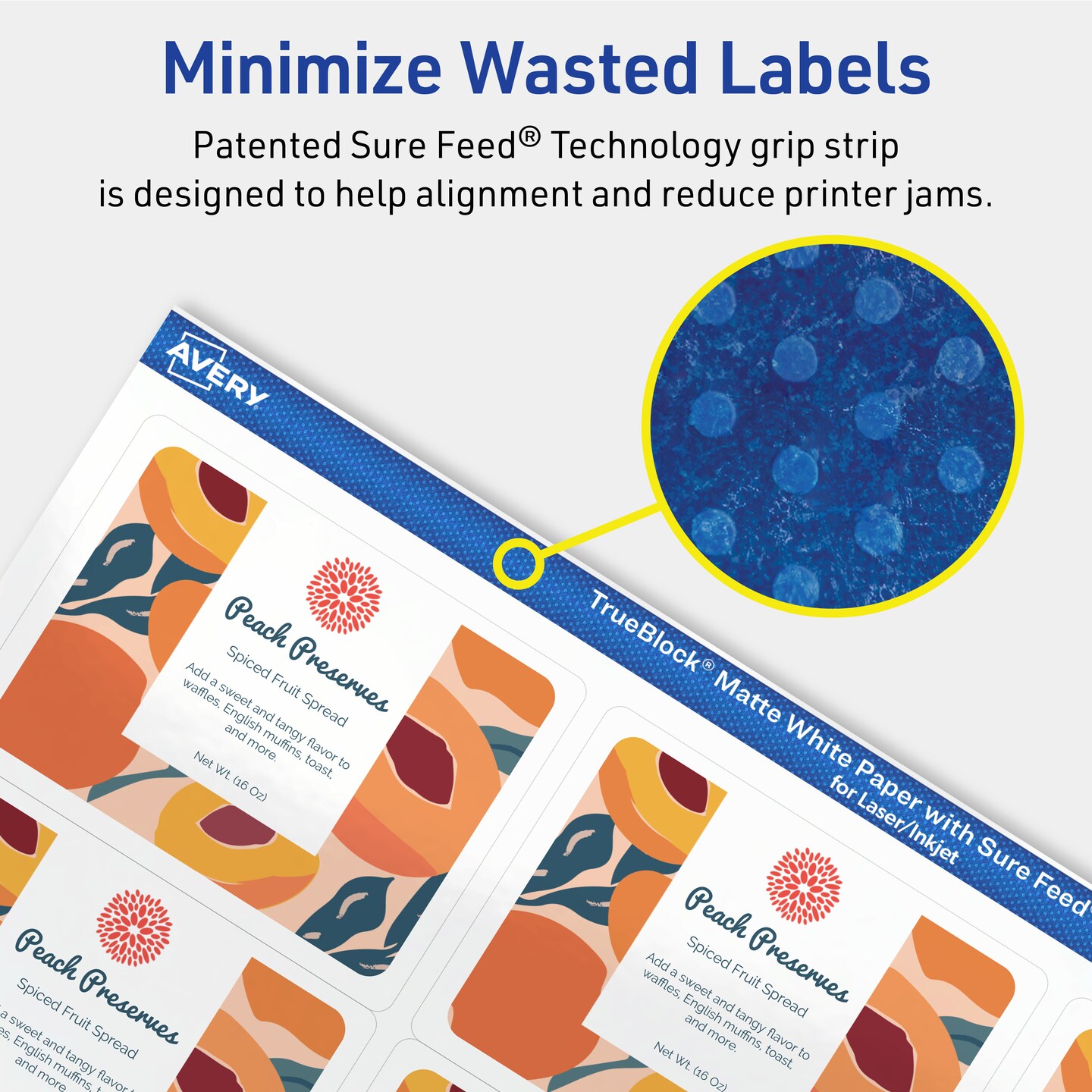 Avery TrueBlock Matte White Paper Labels, 2" x 2-5/8" Rectangle