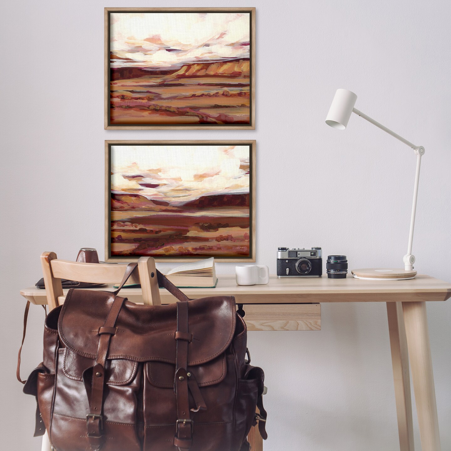 Stupell Industries Mauve Mesa Abstract Landscape 2 pc Framed Floater Canvas Wall Art Set Design by Haley Knighten