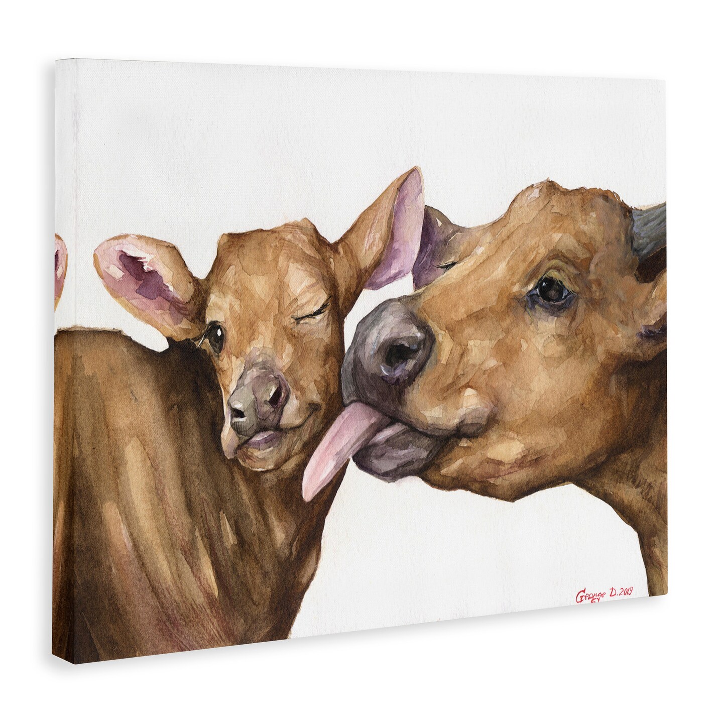 Stupell Industries Happy Cow Mother &#x26; Calf Canvas Wall Art