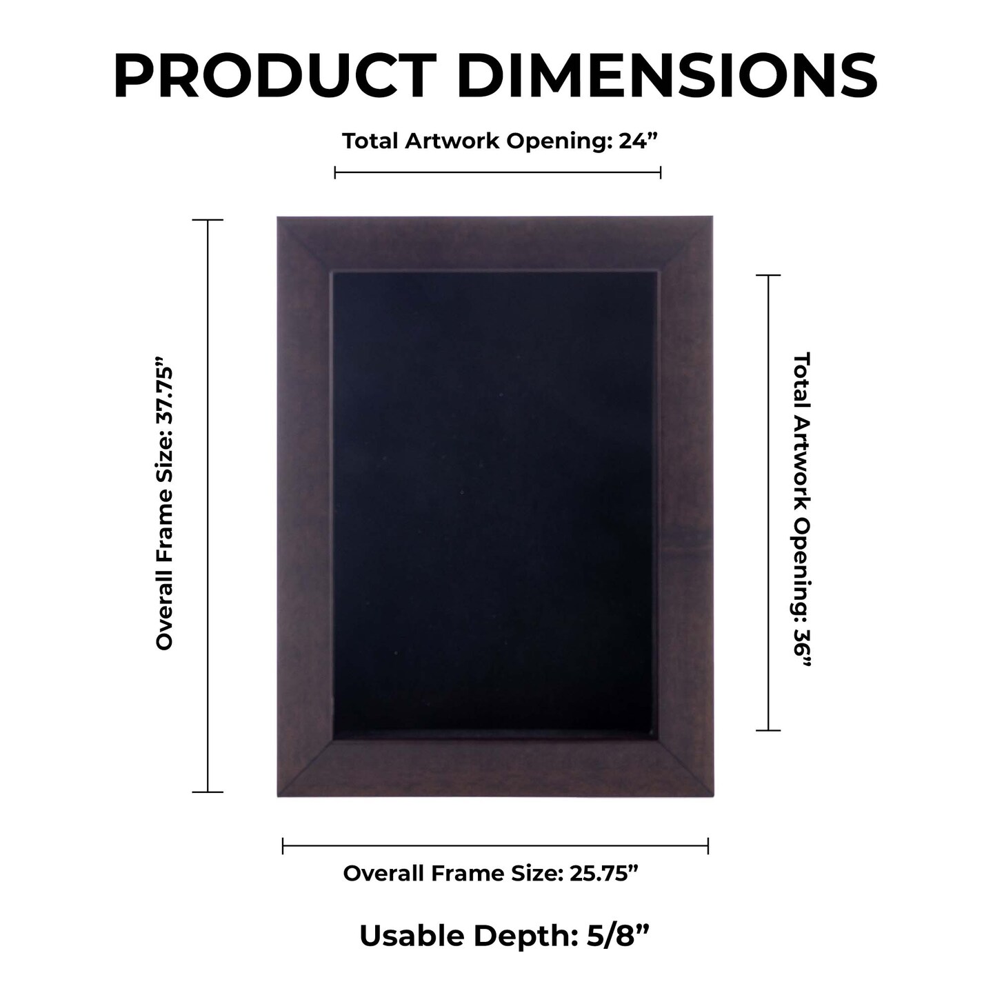 Rich Dark Brown Wood Shadow Box Frame with Acrylic Front - Black Suede Backing, 30 Sizes
