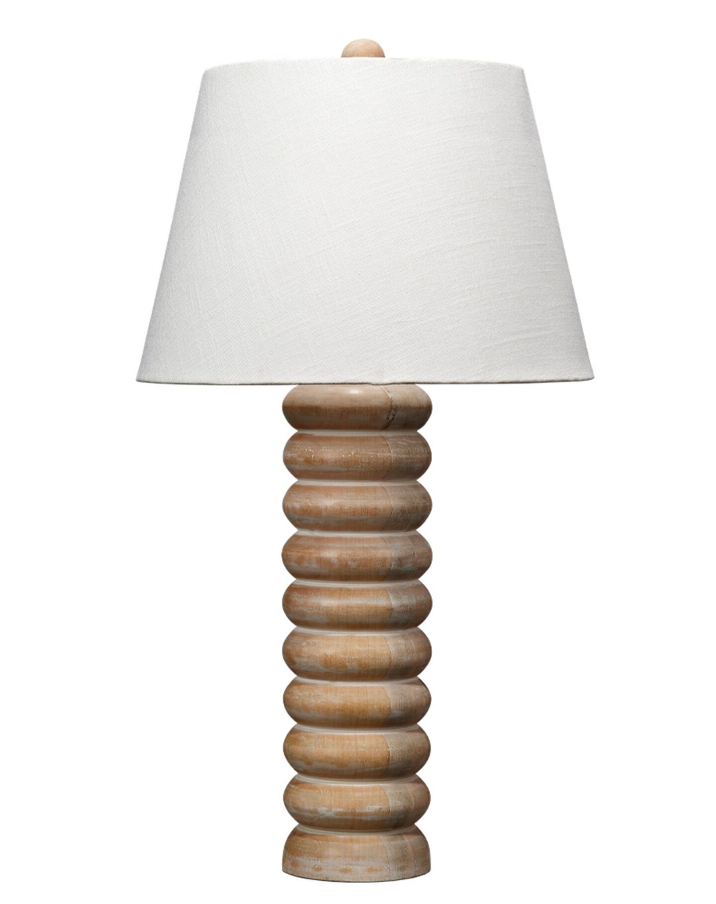 Jamie Young Company Hand Carved Mango Wood Table Lamp with Drum Shade - 29.5" - White and Brown