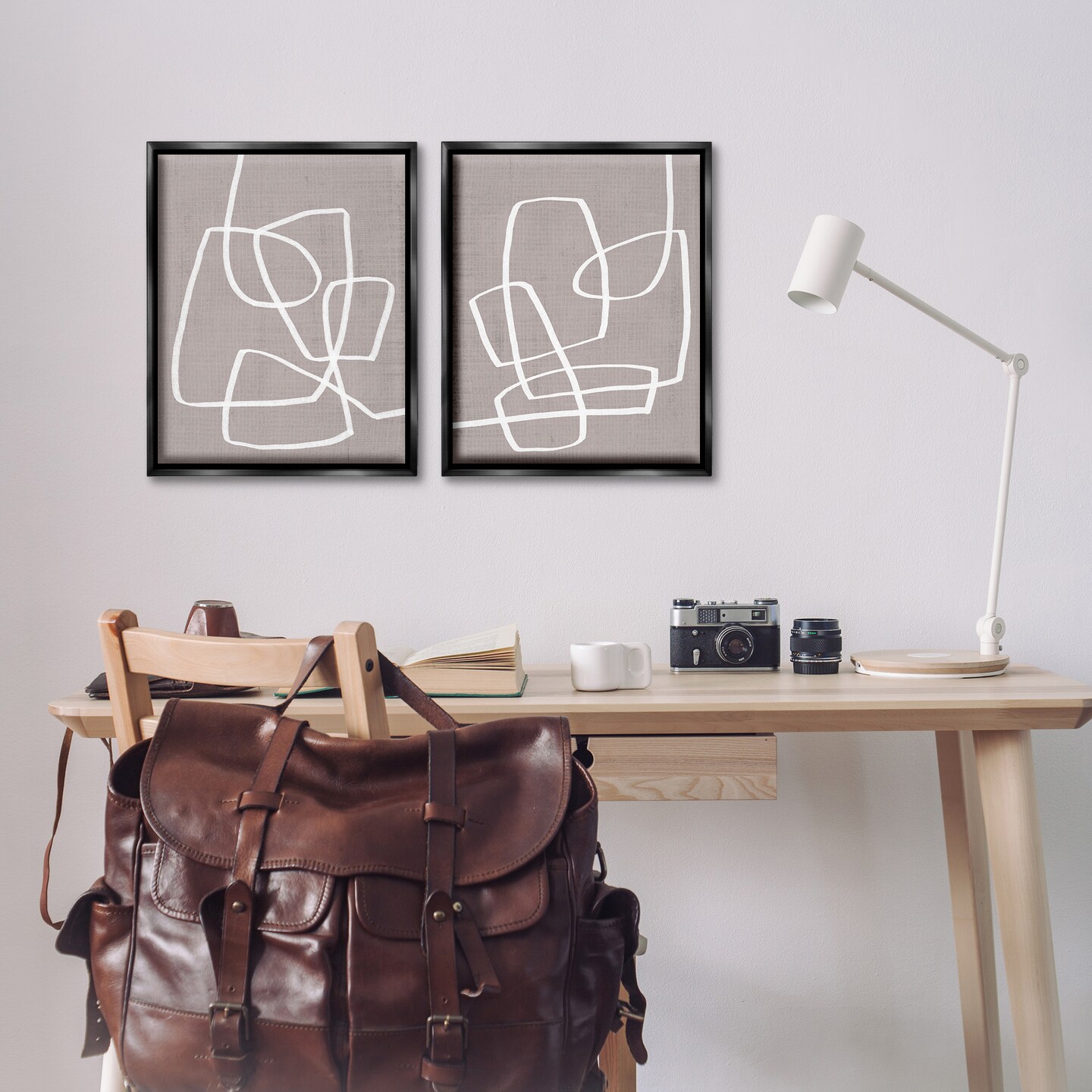 Stupell Industries Minimal Abstract Busy Line Framed Floater Canvas Wall Art