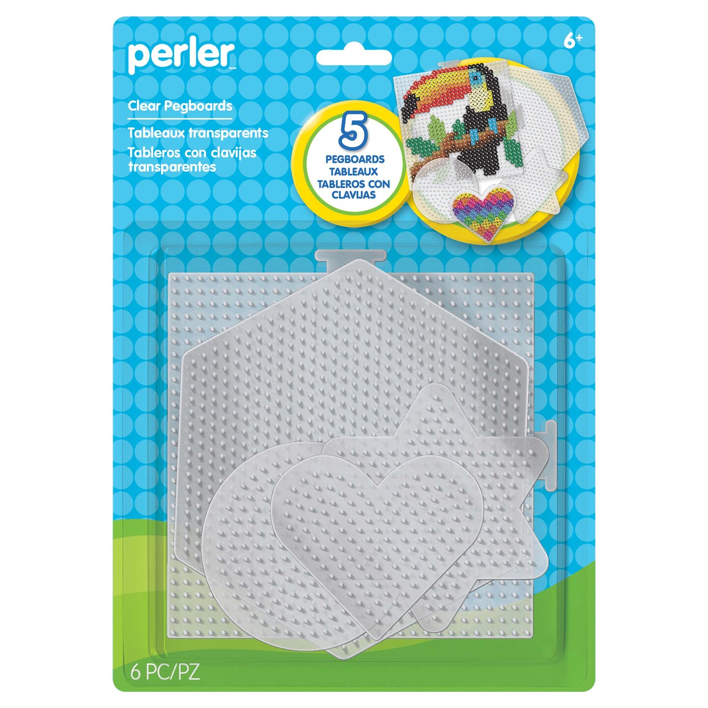 Small &#x26; Large Basic Shapes Clear Pegboards, Pack of 5