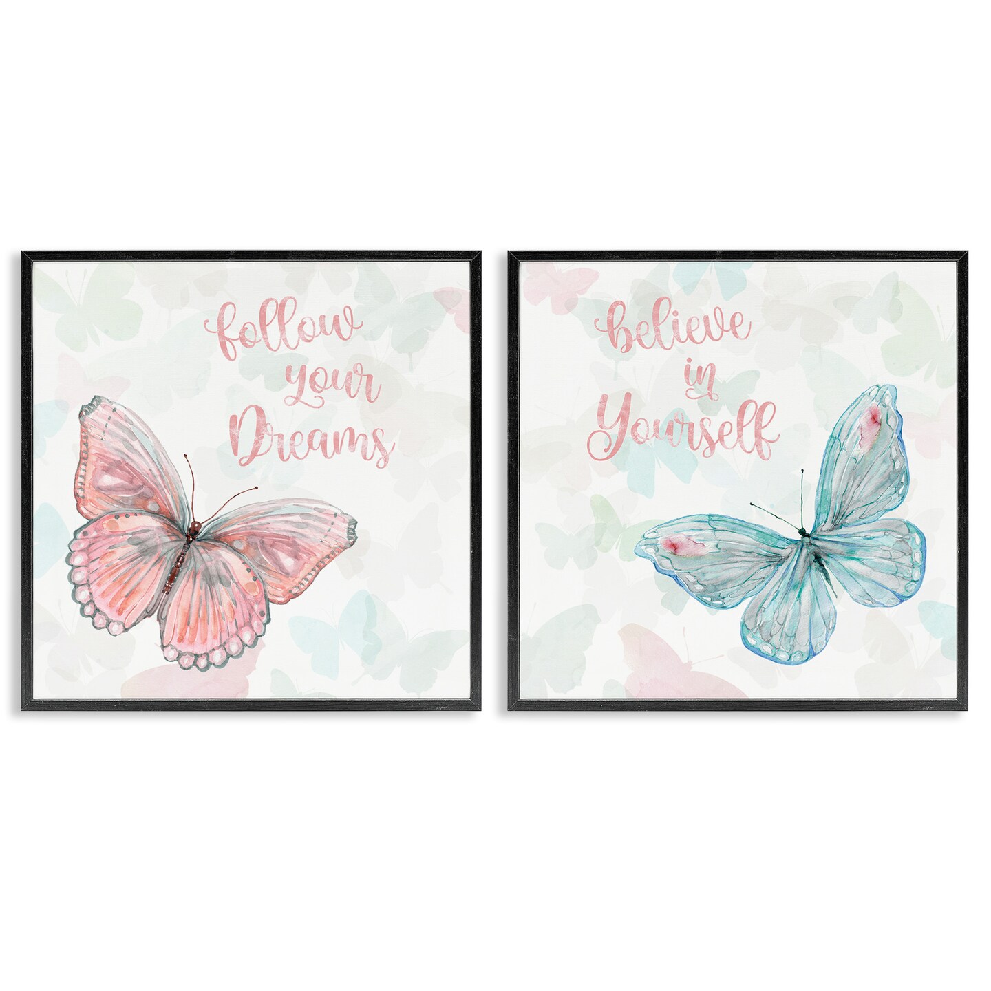 Stupell Industries Believe In Dreams Butterflies Framed Giclee Art