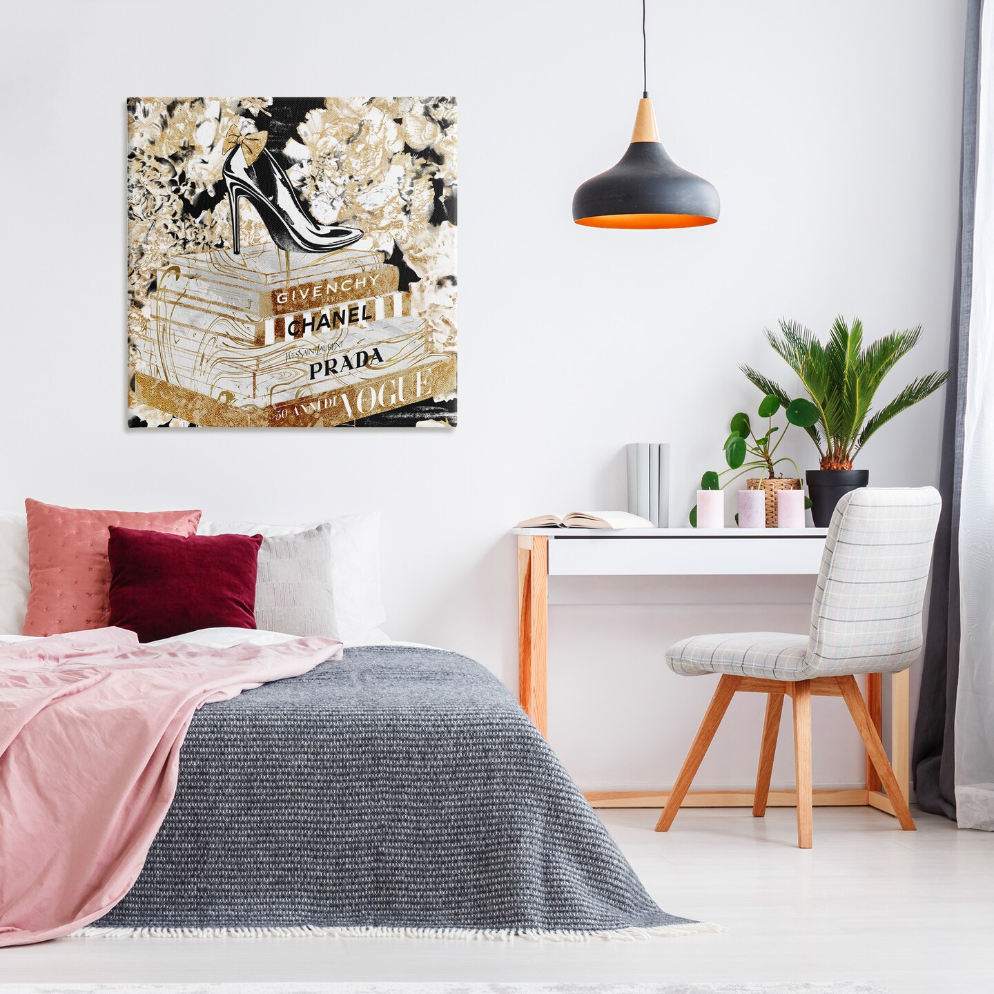 Stupell Industries Designer Fashion Heels &#x26; Books Canvas Wall Art