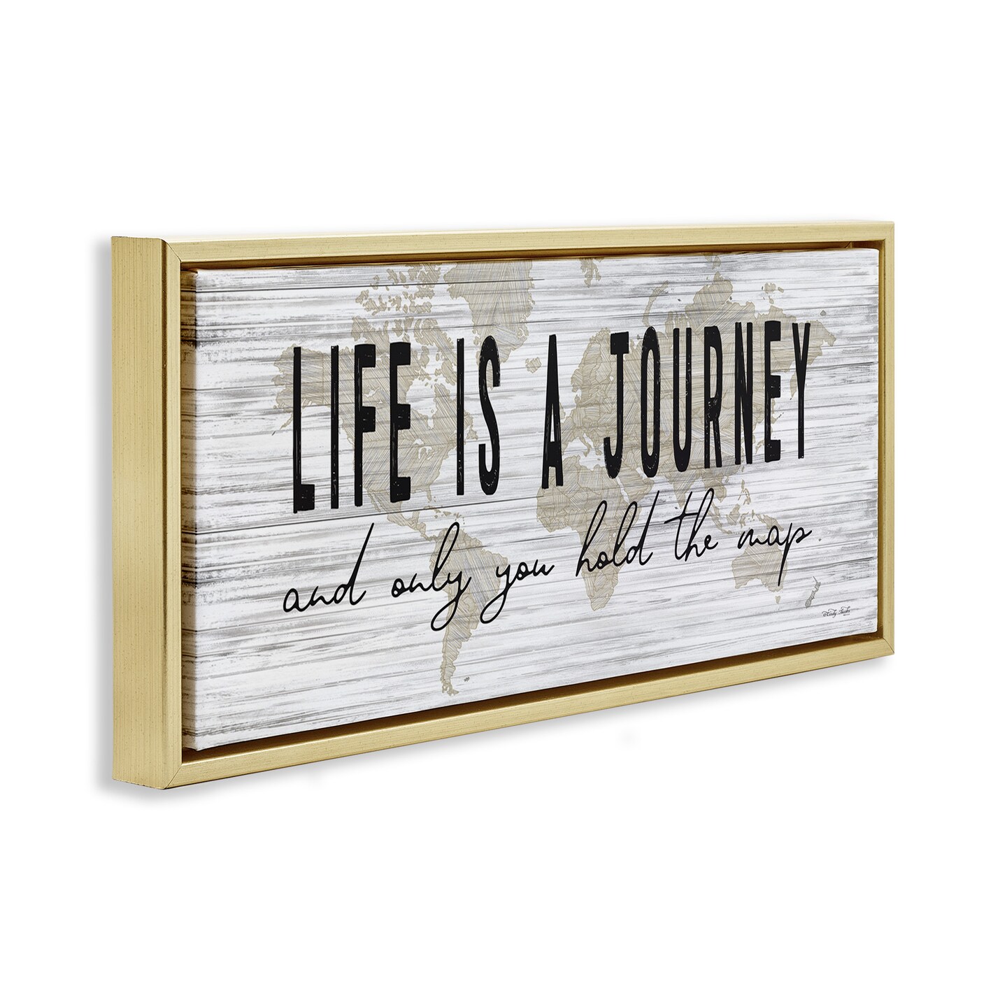 Stupell Industries Life Is a Journey Rustic World Map Framed Floater Canvas Wall Art