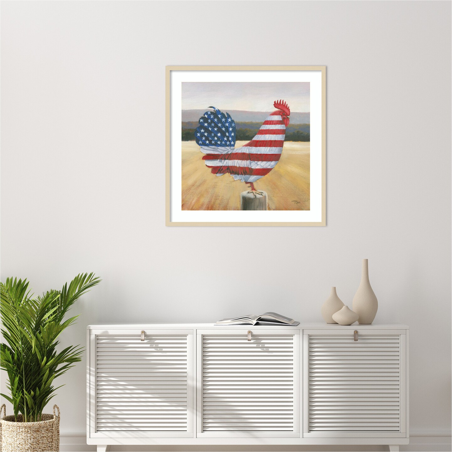 American Rooster by Wellington Studio Wood Framed Wall Art Print