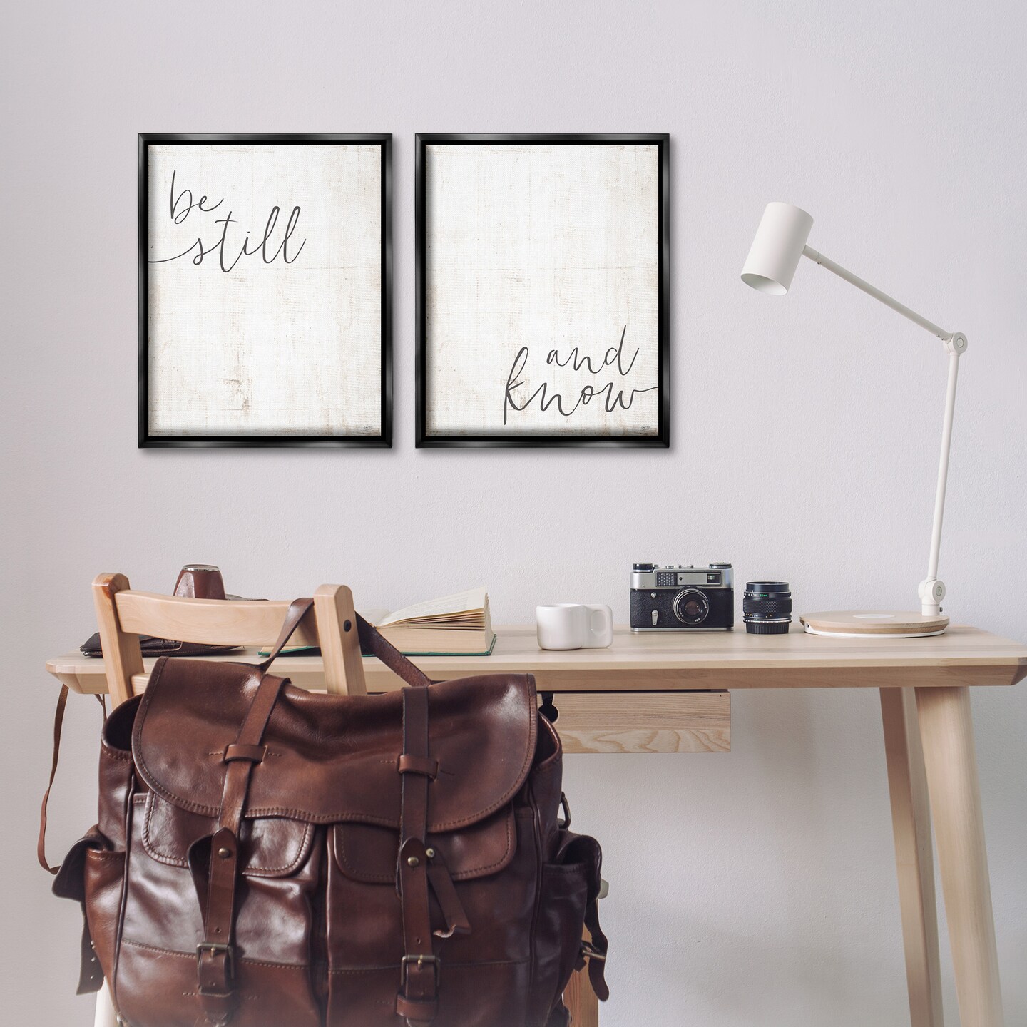 Stupell Industries Be Still &#x26; Know Spiritual Calligraphy Framed Floater Canvas Wall Art