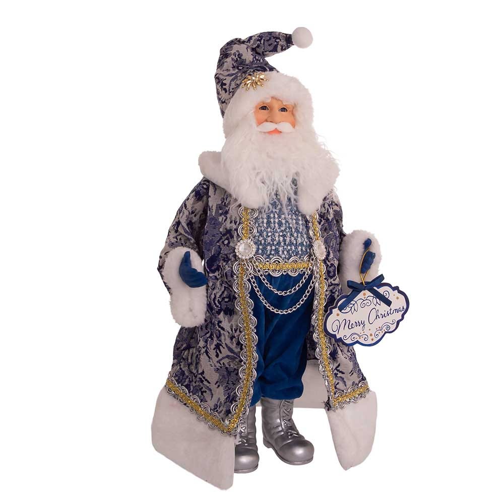 Kurt Adler 18-Inch Blue Santa Holding Oversized "Merry Christmas" Sign Table Piece