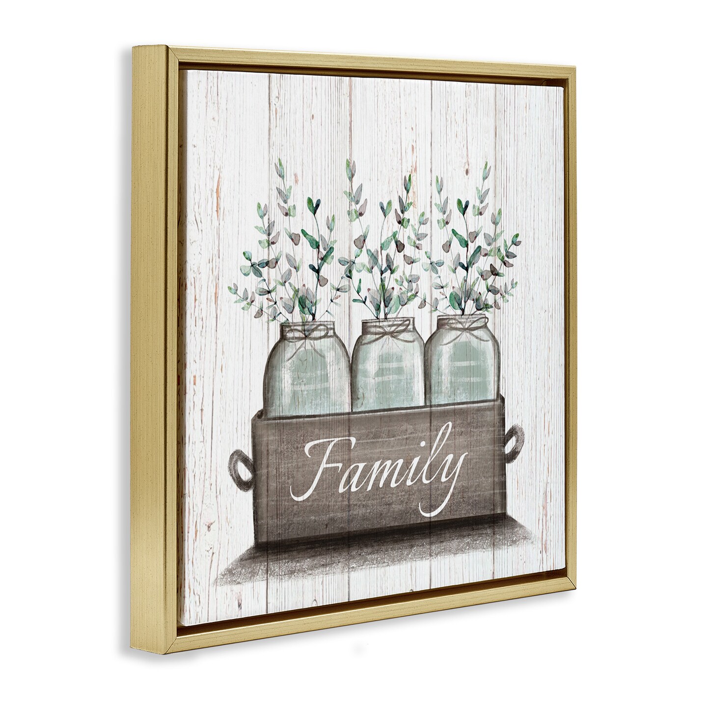 Stupell Industries Eucalyptus Foliage Jars Framed Floater Canvas Wall Art