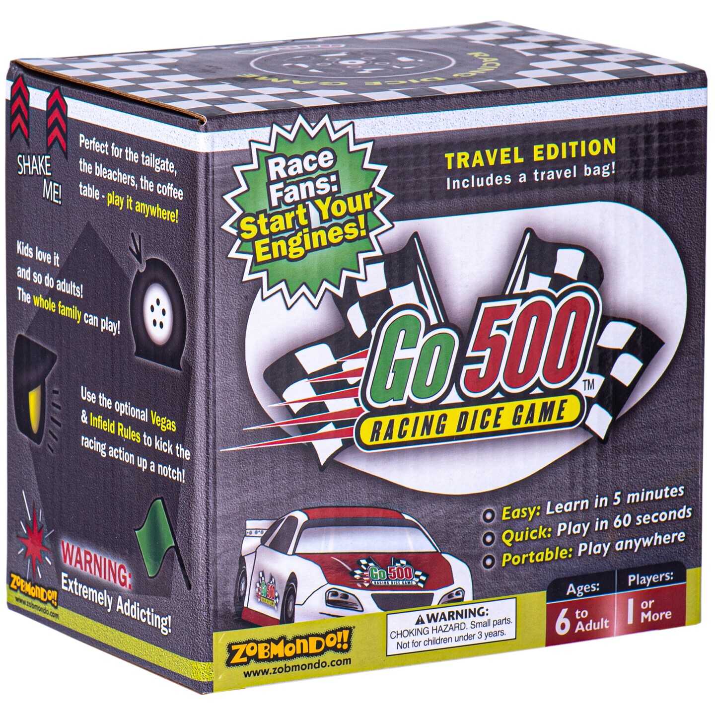 Zobmondo!! Go500 Car Racing Dice Game, Racing Games for Adults and Family, Table Game for Sports Fans Ages 6+