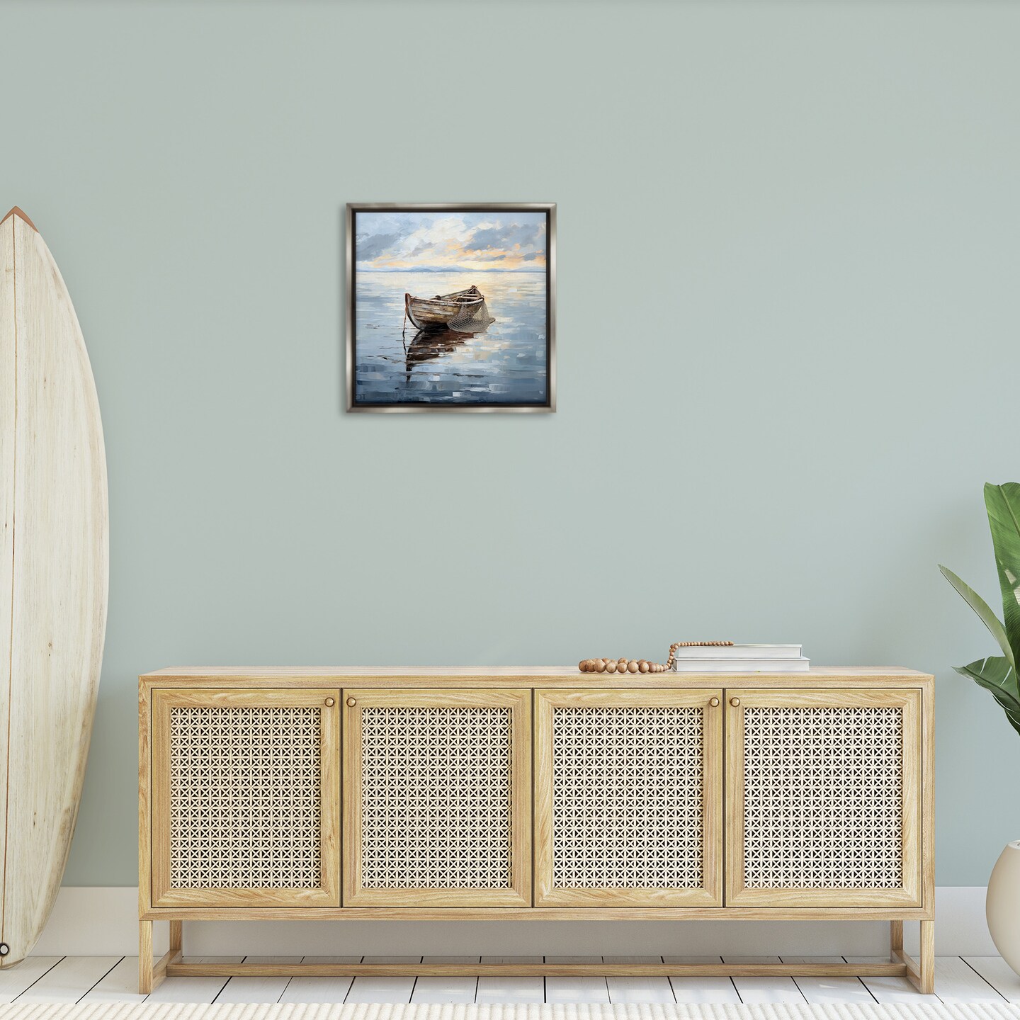 Stupell Industries Fishing Boat Painting Framed Floater Canvas Wall Art