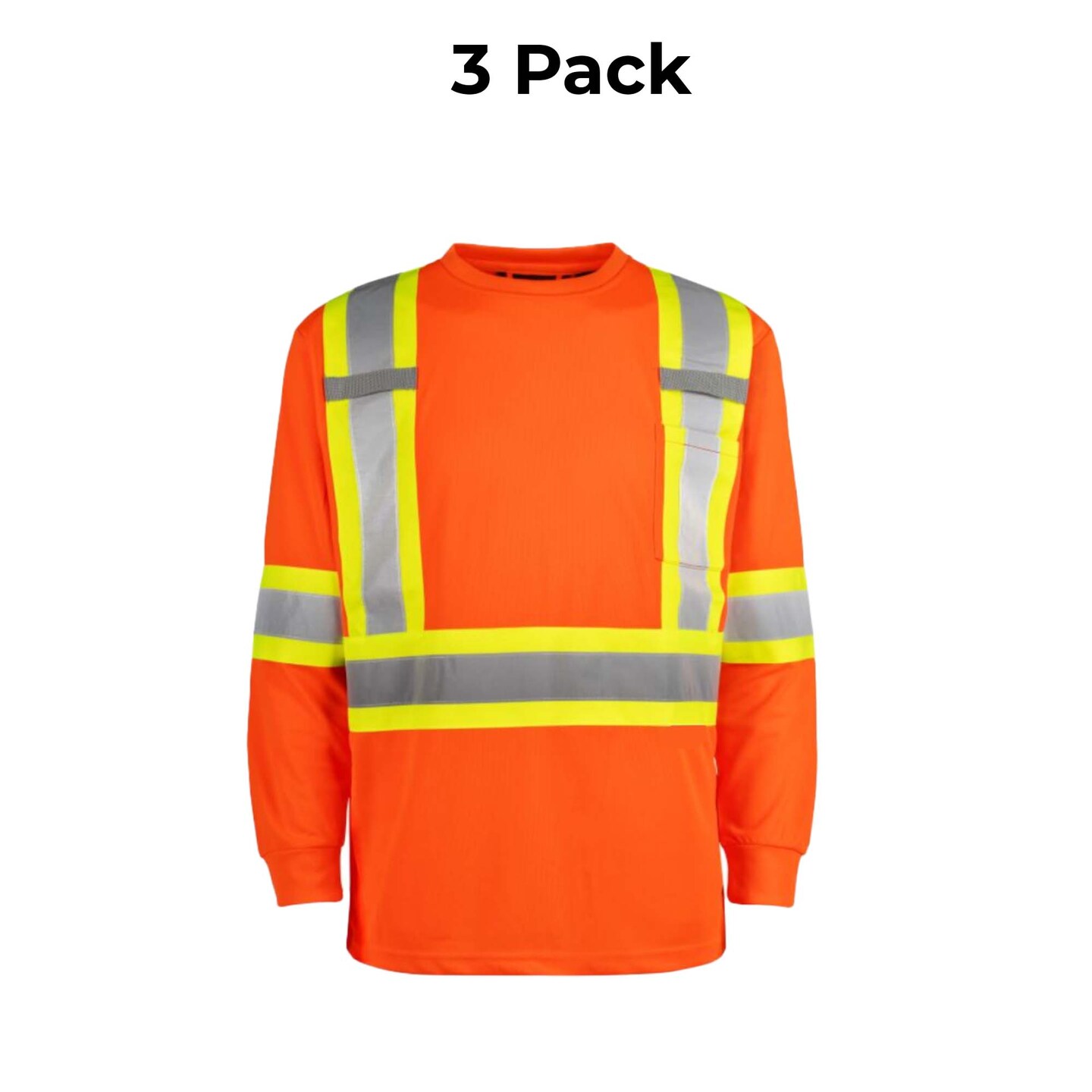 High Visibility Contrast Long Sleeve Safety Shirt Reflective Polyester Workwear for Outdoor Use