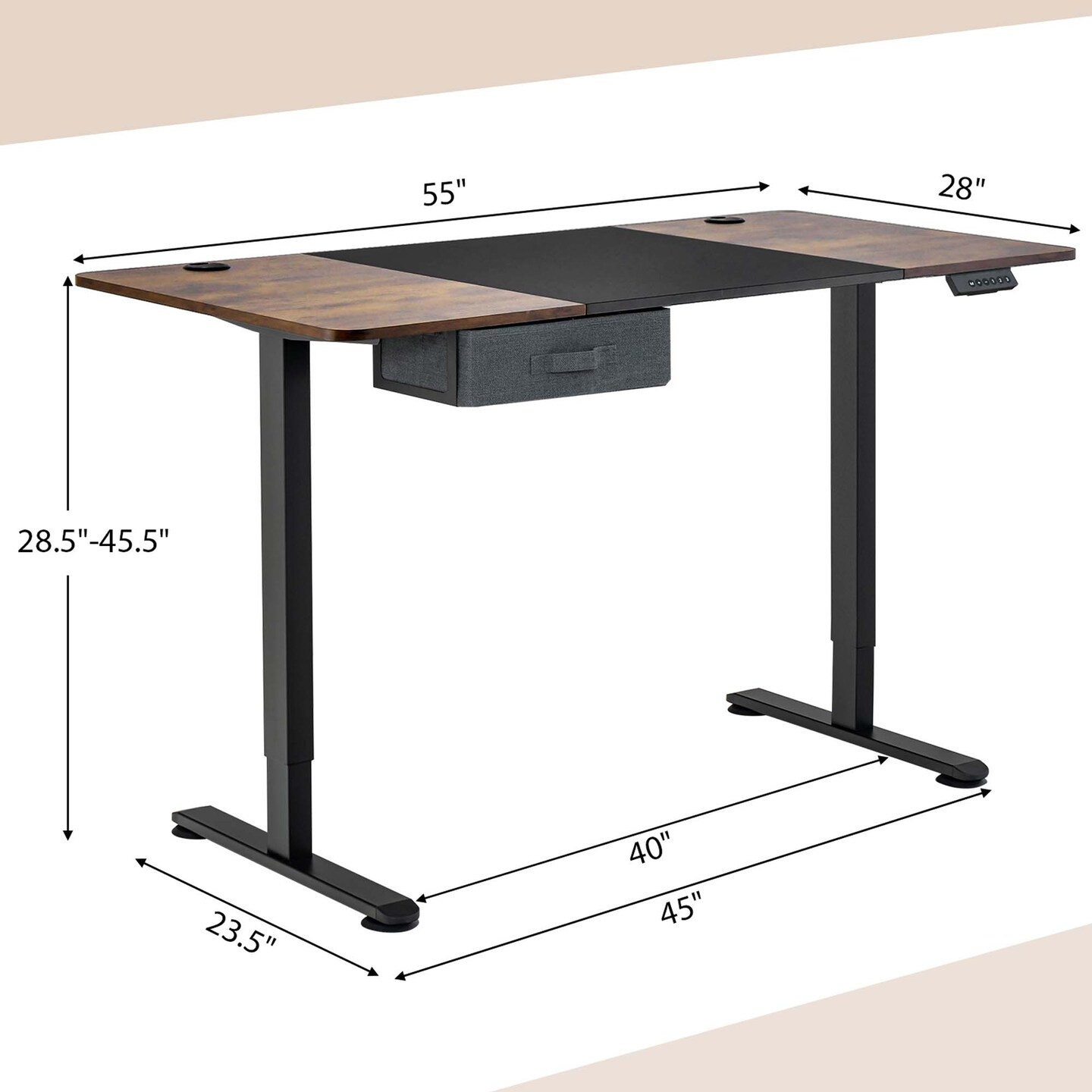 Costway Electric Standing Desk 55'' x 28'' Height Adjustable Sit Stand with USB Charging Port Natural/Black/Grey/Brown/White