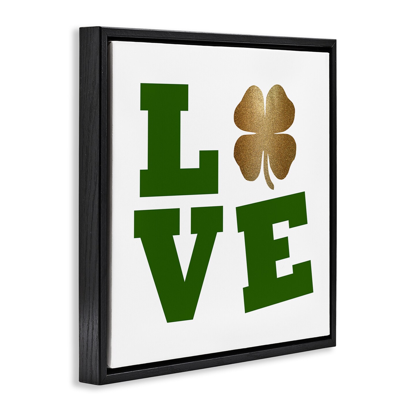 Stupell Industries St Patrick&#x27;s Day Clover Love Framed Floater Canvas Wall Art