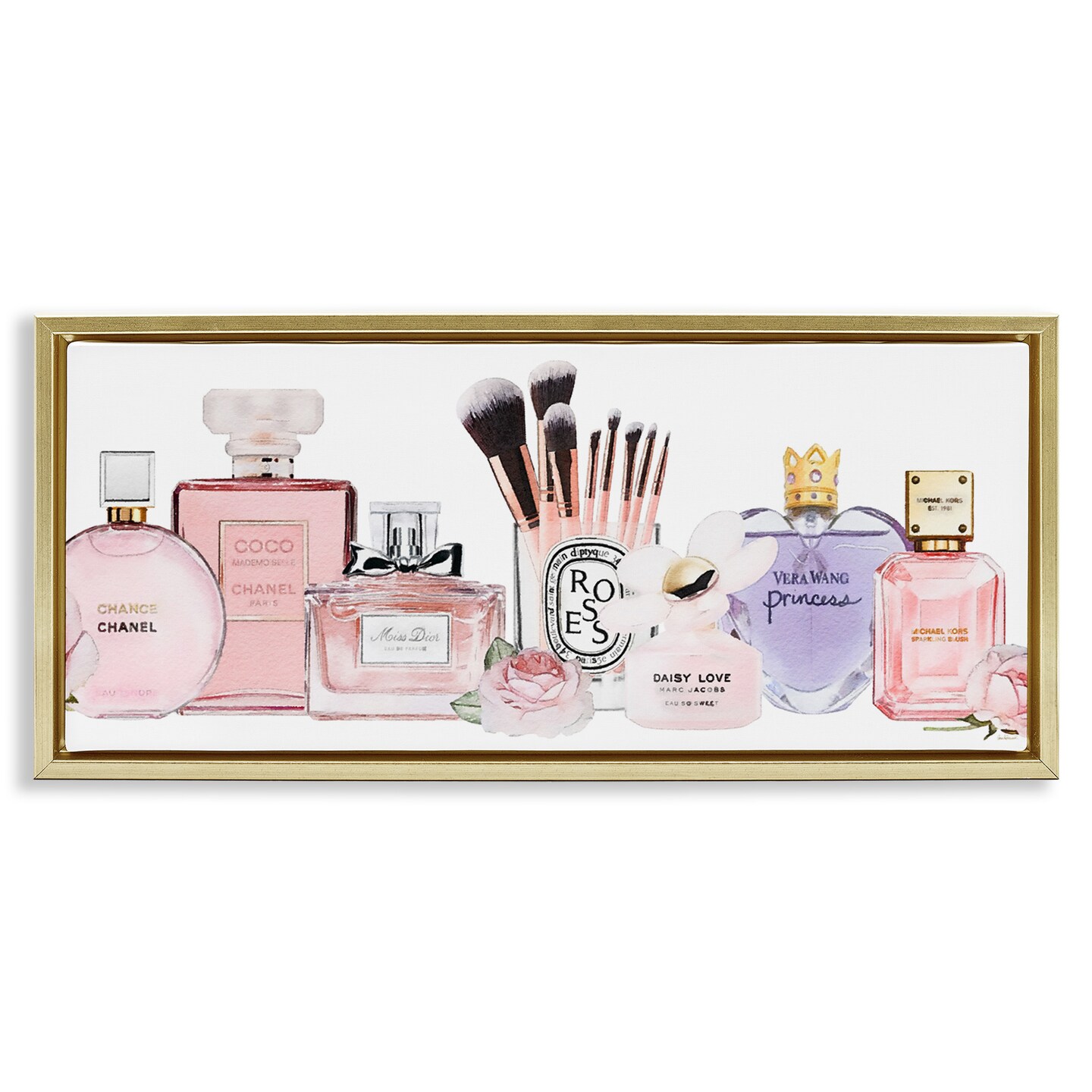 Stupell Industries Fashion Fragrance Glam Accessories Framed Floater Canvas Wall Art
