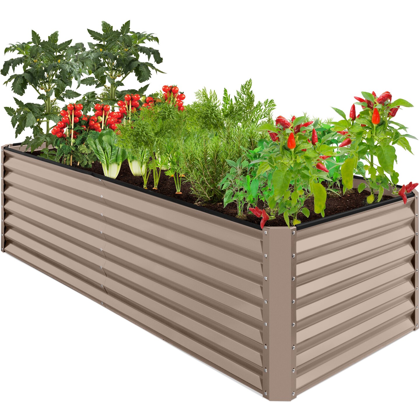 Best Choice Products 8x4x2ft Outdoor Metal Raised Garden Bed, Planter Box for Vegetables, Flowers, Herbs