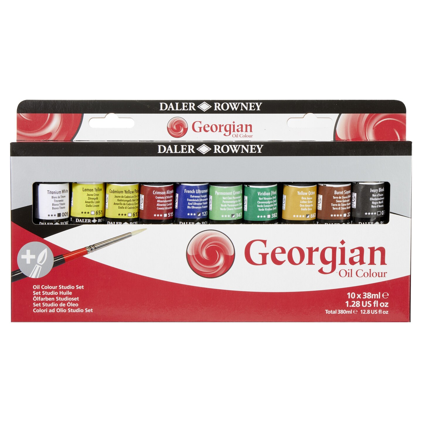 Daler-Rowney Georgian Oil Paint Studio Set 10/Pkg-With Free Brush
