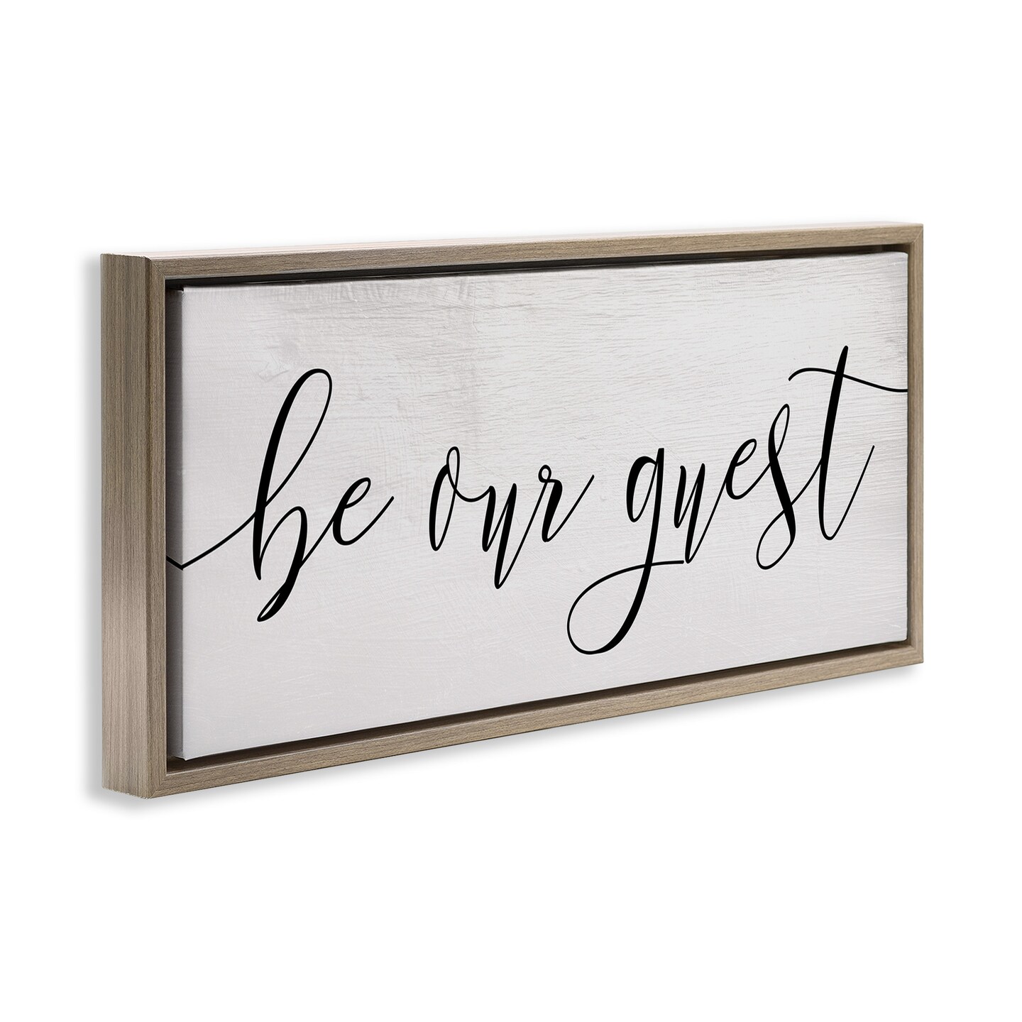 Stupell Industries Be Our Guest Script Framed Floater Canvas Wall Art