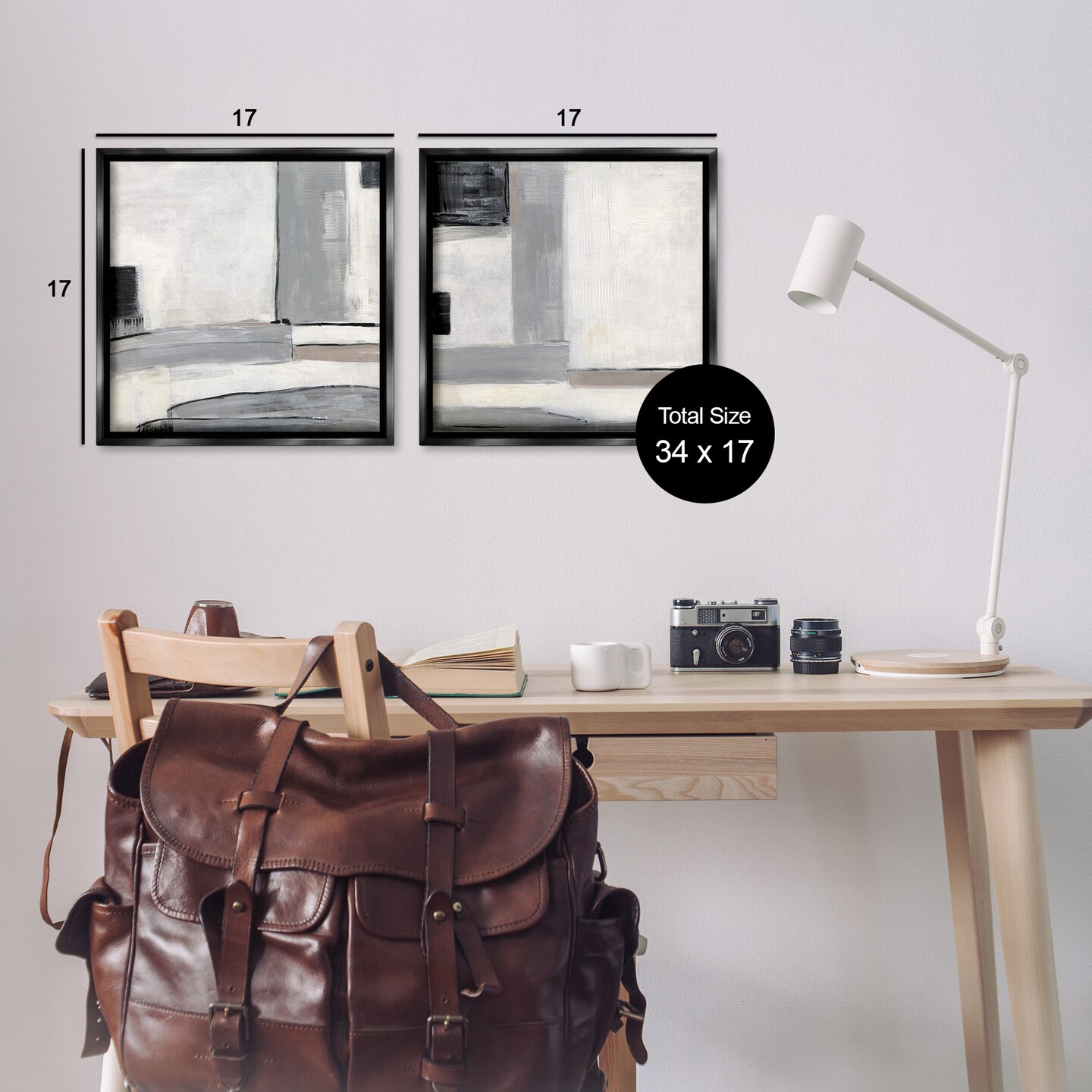 Stupell Industries Industrial Abstract Grey Geometric Framed Floater Canvas Wall Art