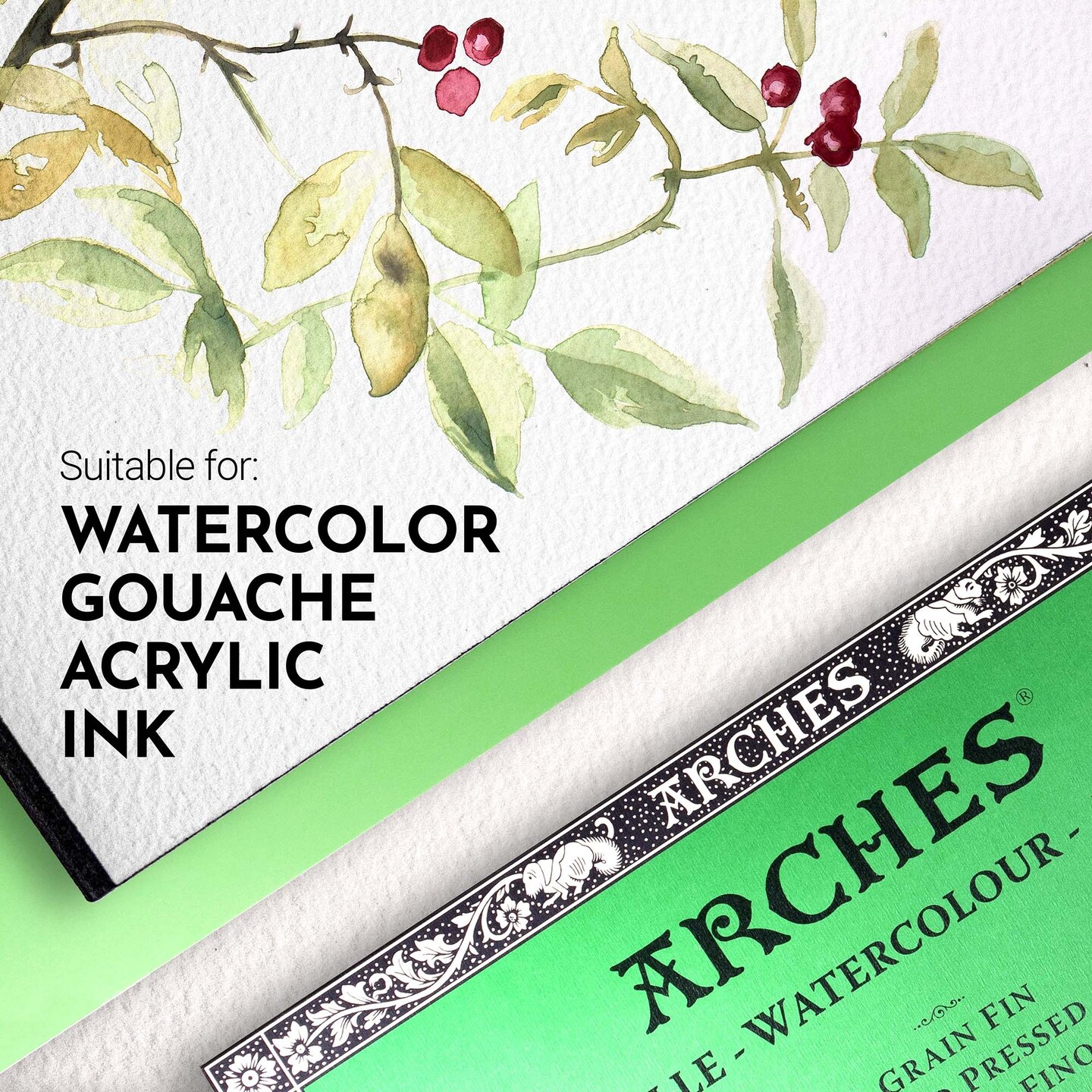 Arches Aquarelle Cold Pressed Watercolor Block 3.9"X9.8"- 140lb, 20 Sheets